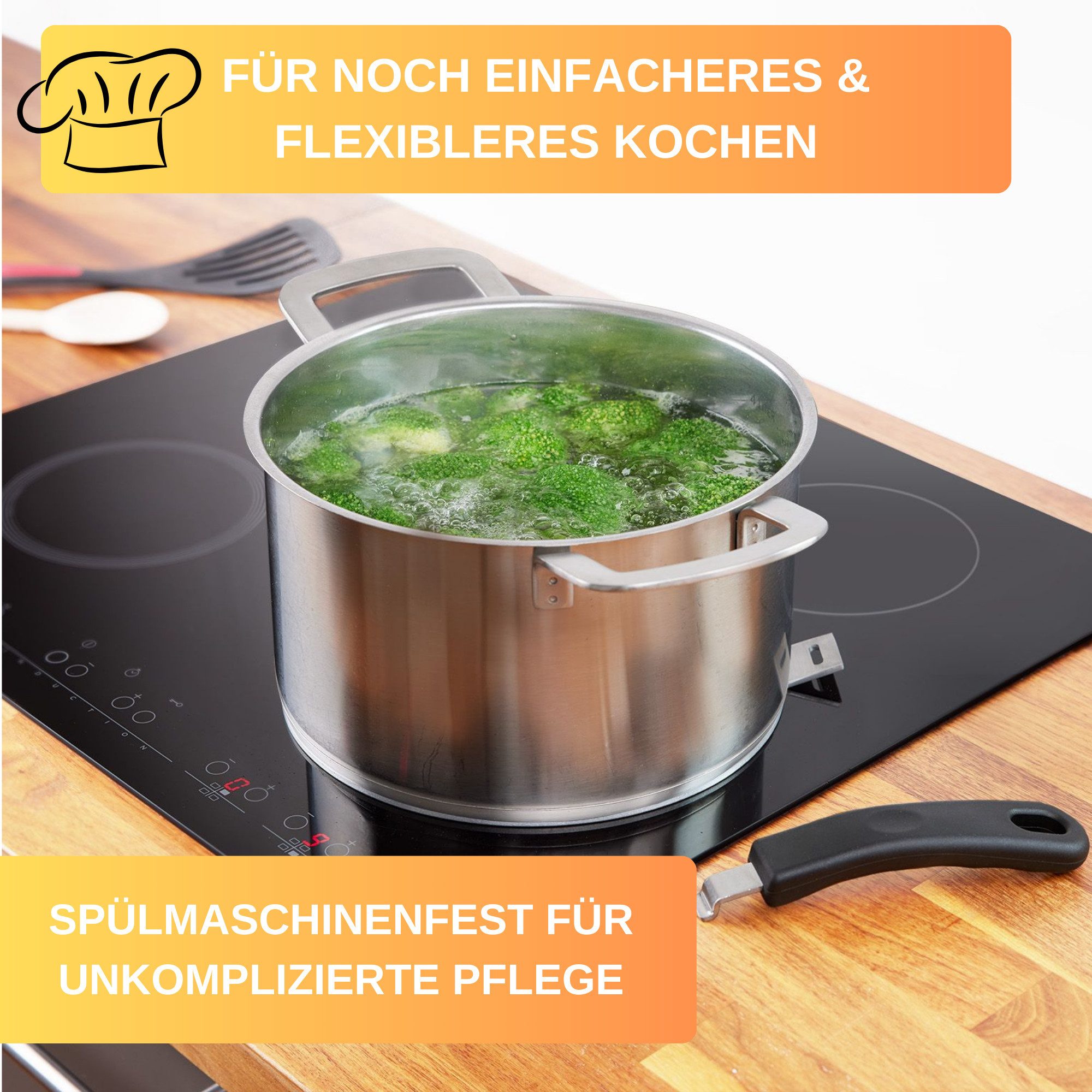 Thiru Einzel-Induktionskochplatte Adapter für nicht-magnetische Töpfe und Pfannen mit abnehmbaren Griff – Bild 3 von 5
