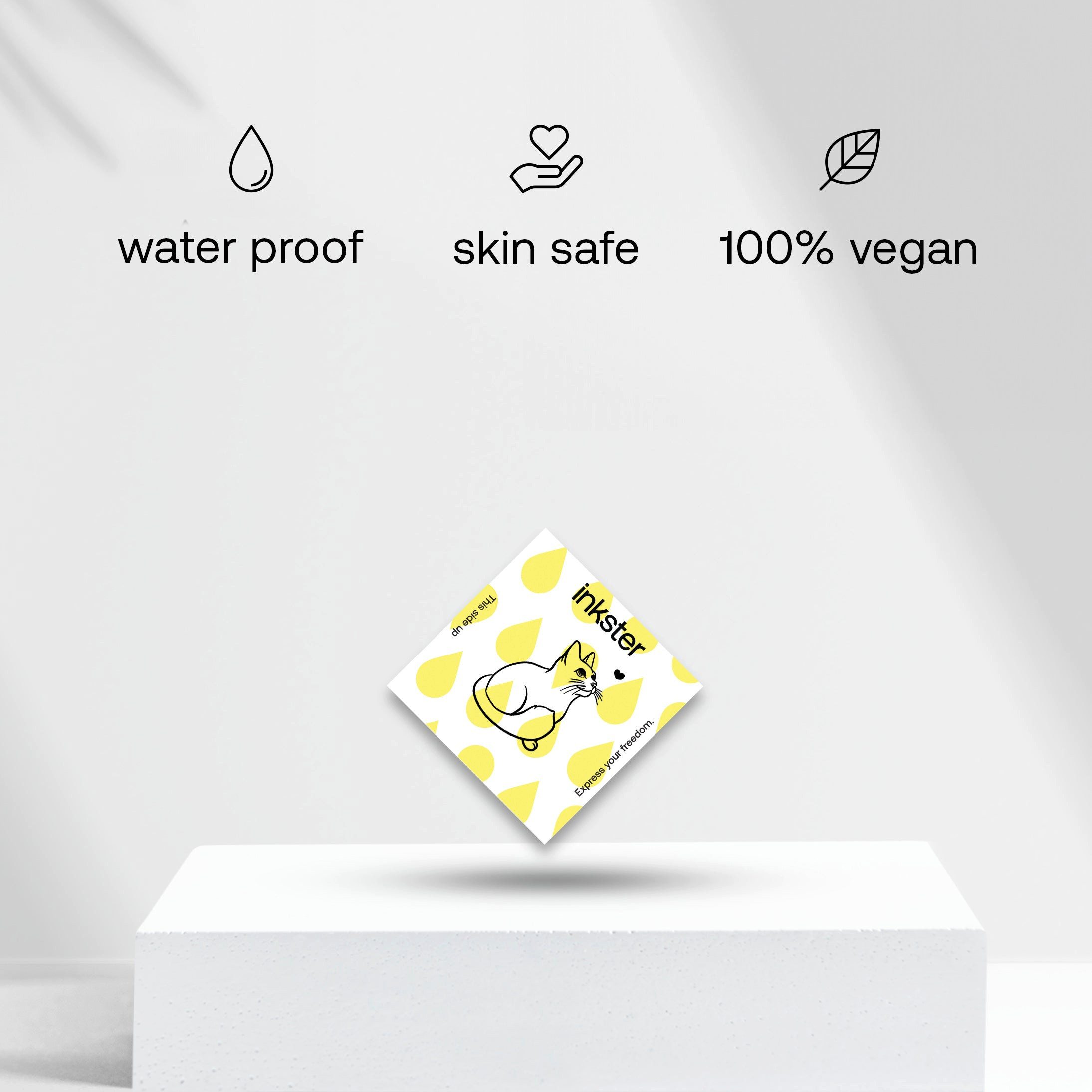 Inkster Schmuck-Tattoo Süße Katze mit Herz Tattoo, wasserfestes temporäres Tattoo, 2 Wochen Halt