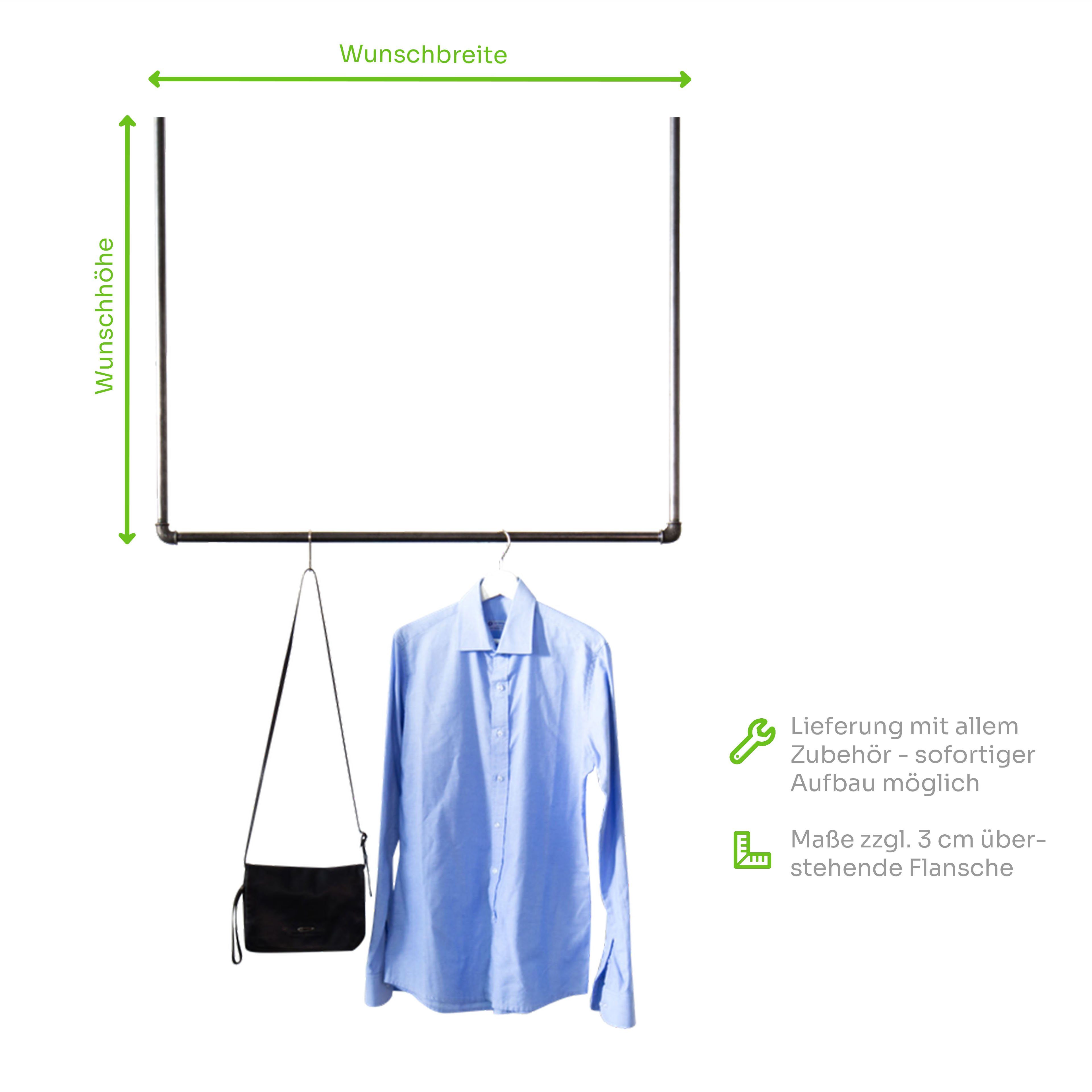 various - Industrial Design Möbel Kleiderstange Industrial Kleiderstange von der Decke SWING, schwarz Wunschgröße, Div. Breiten und Tiefen