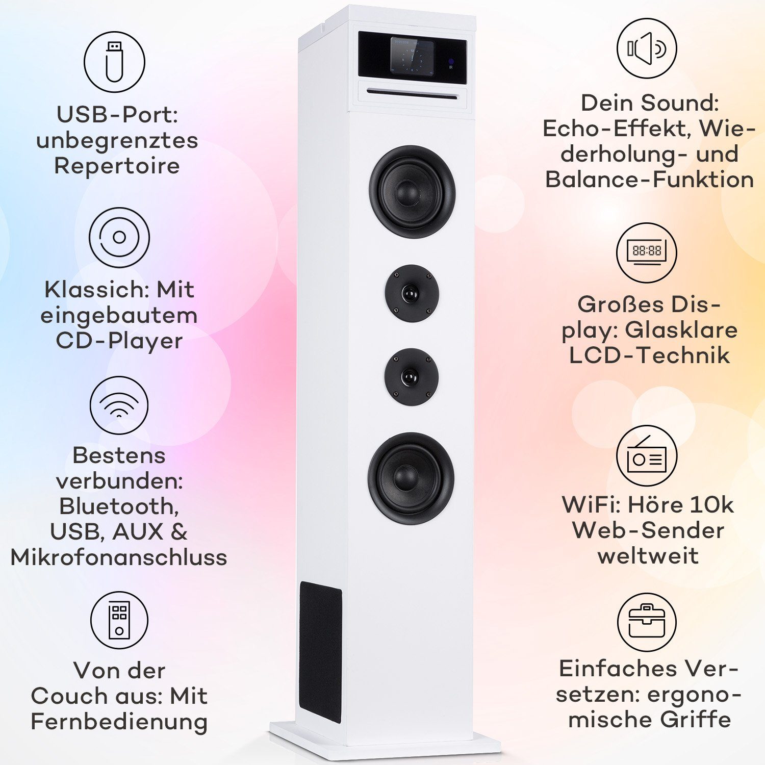 Weiß Karaboom Wifi 100 Lautsprecher (Bluetooth;WLAN, W) Auna 60