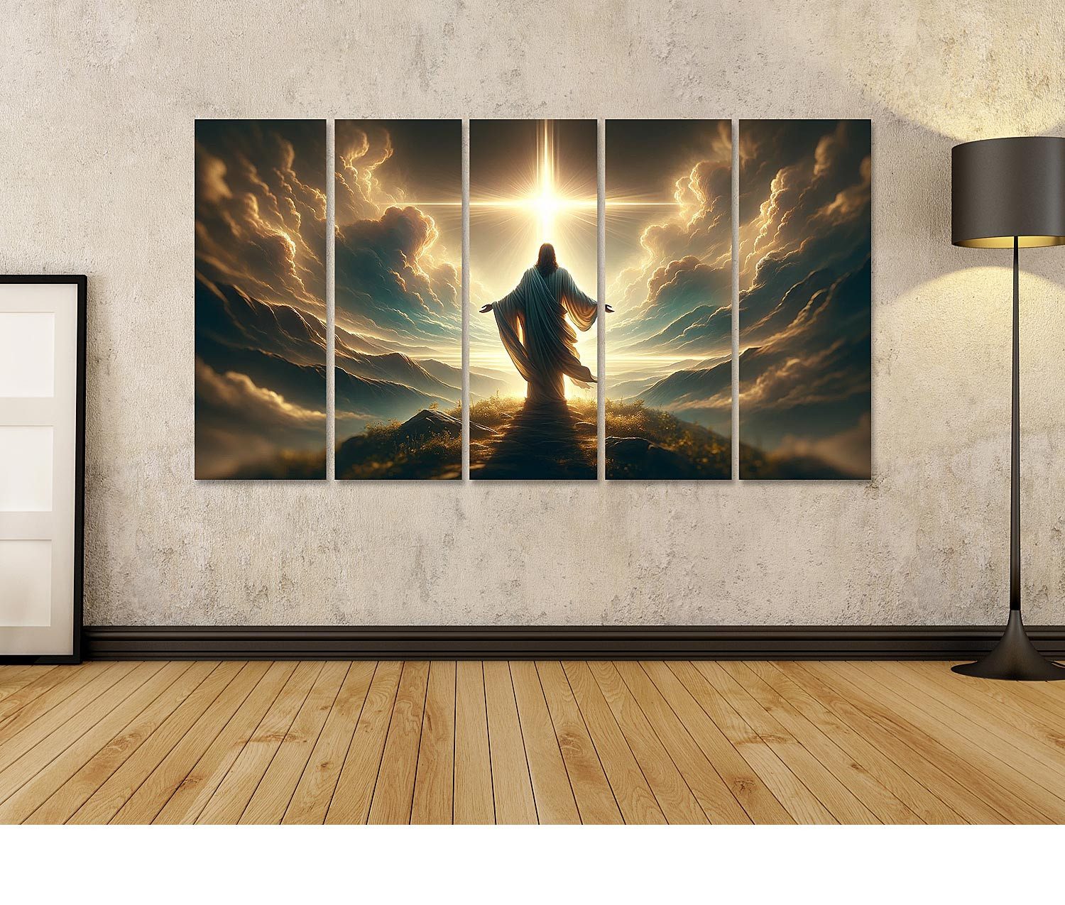 islandburner Leinwandbild Jesus im Sonnenlicht auf Hügel Erlöser – Bild 2 von 3