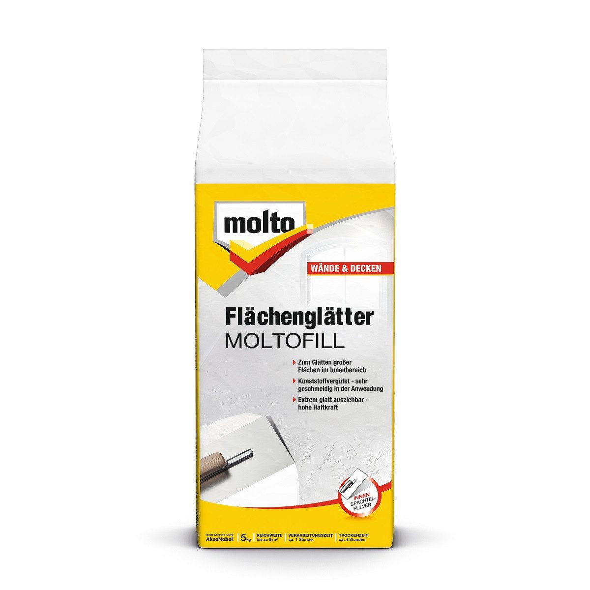 MOLTO Spachtelmasse MOLTO Moltofill Flächenglätter Pulver 5 Kg