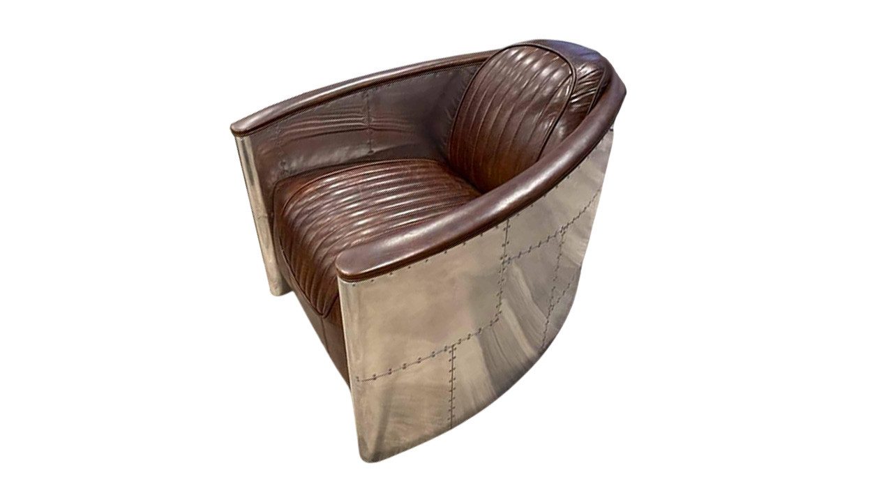 JVmoebel Sessel Aviator Lounge Sessel aus Echtleder im Retro Flugzeugdesign, Made in Europa