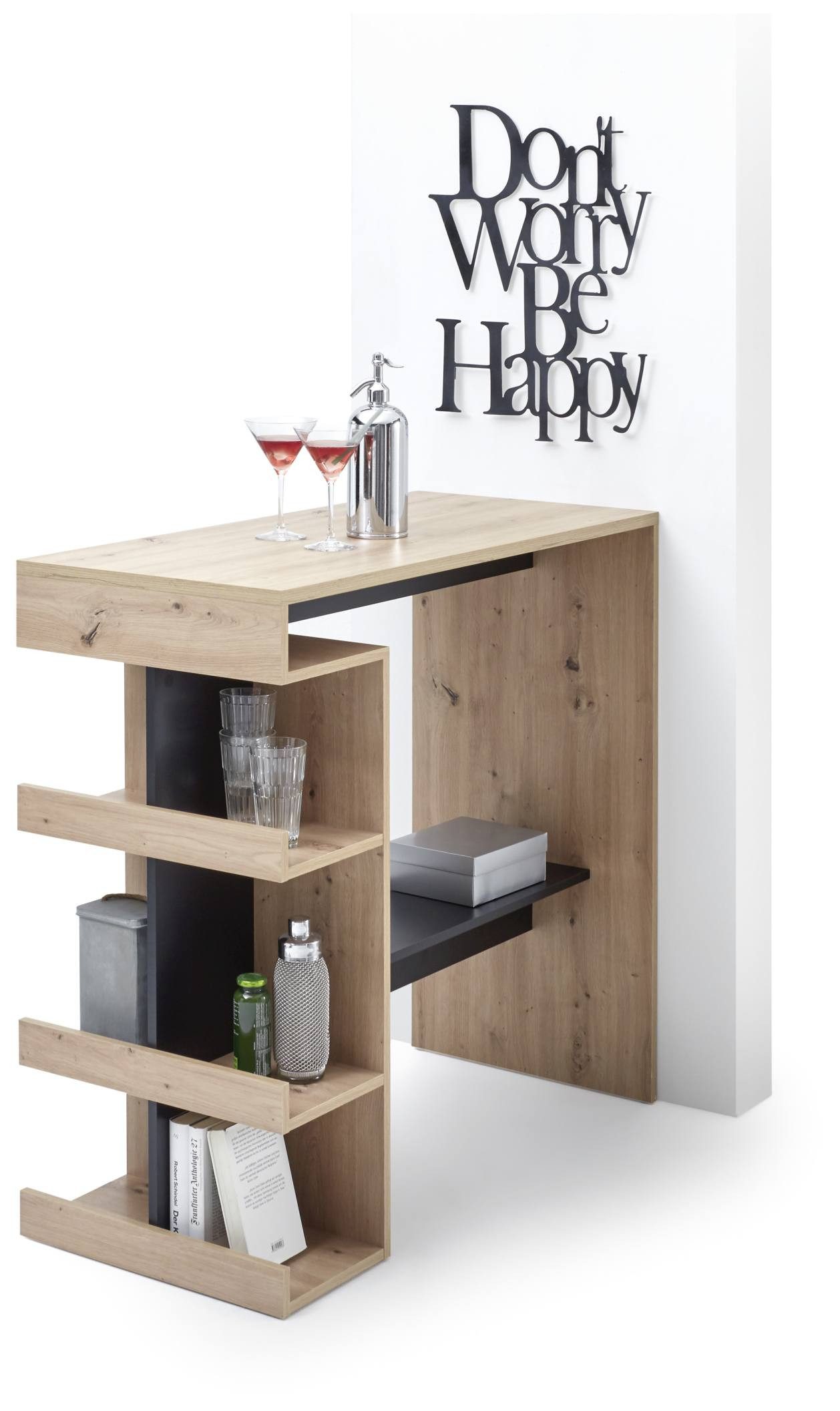 Bega Consult Bartisch Stehtisch Bartisch Küchenbar SMASH in Artisan Eiche und Schwarz