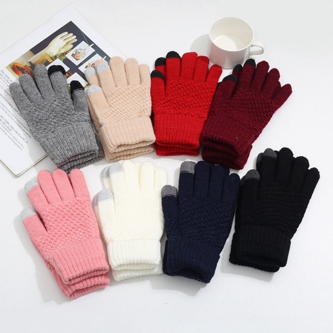 Coonoor Strickhandschuhe Herren Damen Winterhandschuhe Touchscreen Fleecehandschuhe (Flexible und Angenehm Weiche Elastisch Fingerhandschuhe) Geeignet für Winter Running und Outdoor Aktivitäten