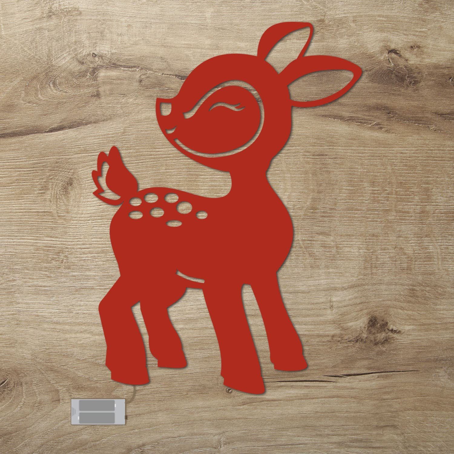 Namofactur LED Nachtlicht Rehkitz LED Nachtlicht aus Holz für das Kinderzimmer, LED fest integriert, Warmweiß