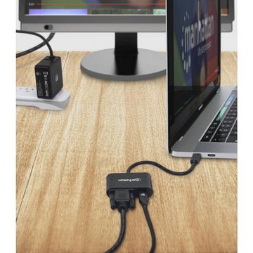 MANHATTAN USB-C® auf VGA- mit Power Delivery-Ladeport USB-Adapter, beidseitig verwendbarer Stecker, mit Ladebuchse