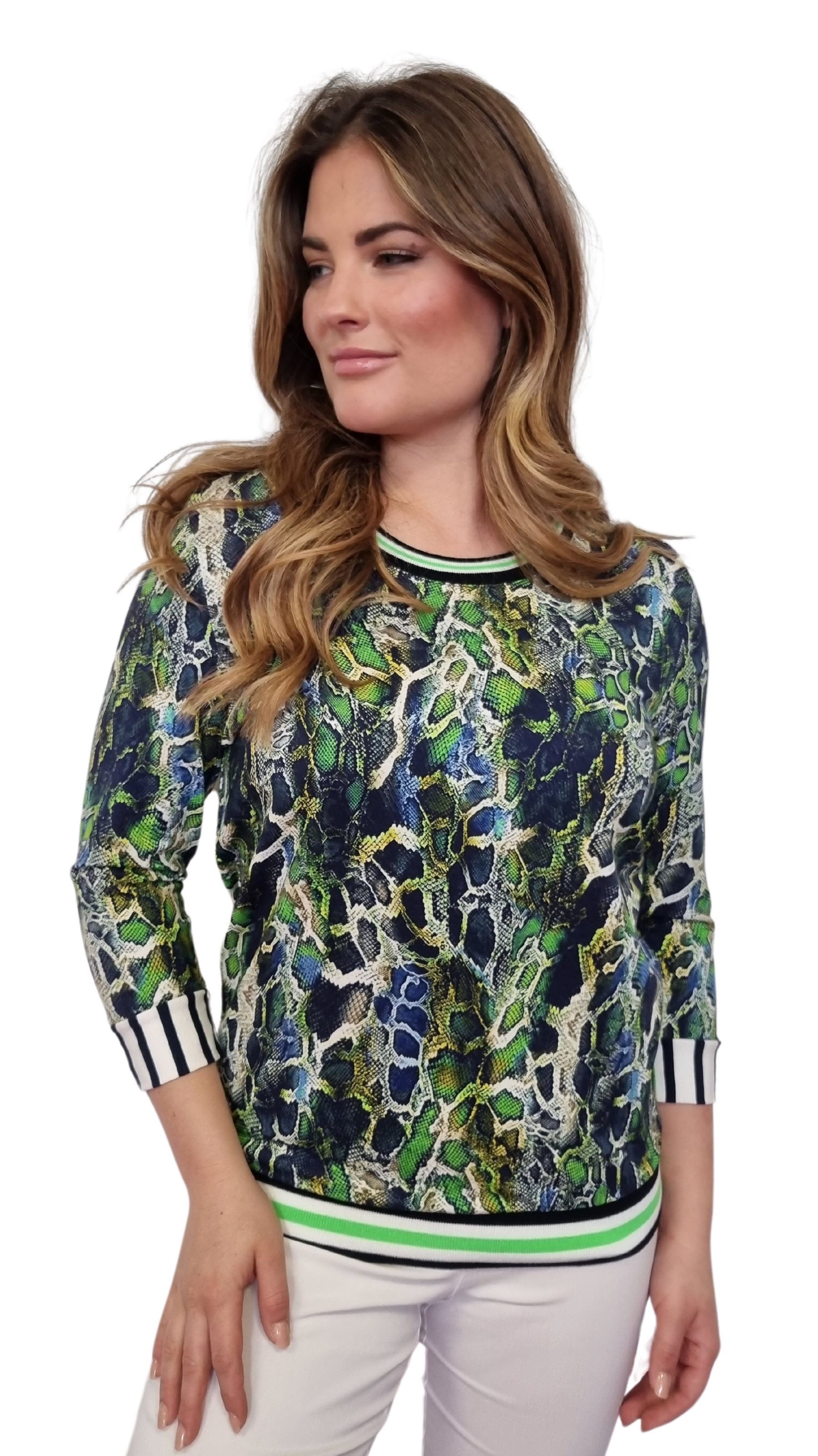 Estefania for woman 3/4-Arm-Shirt in Snake-Print mit elastischen Bund