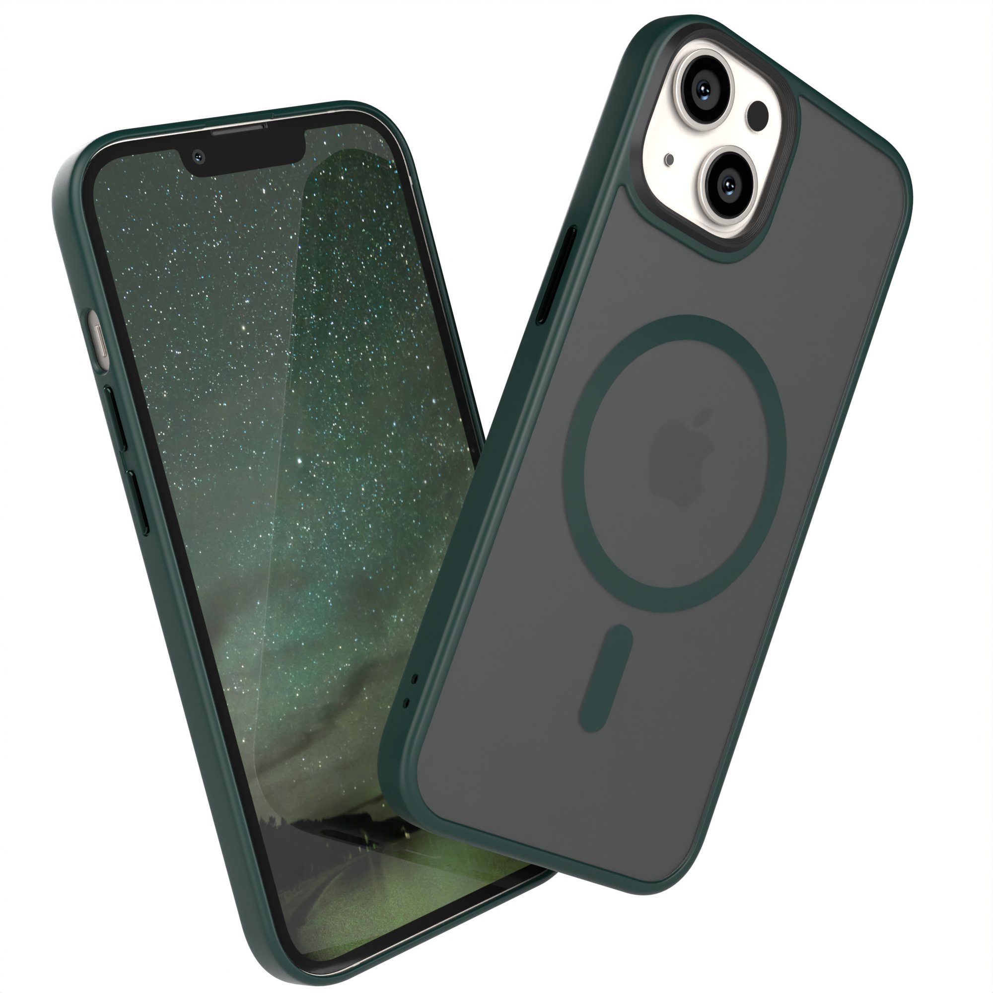 EAZY CASE Handyhülle Outdoor Case MagSafe für Apple iPhone 13 6,1 Zoll, Outdoor Hülle, Schutzhülle mit Kameraschutz, Handyhülle, Bumper, Outdoorcase, stoßfest, kratzfest, Backcover, Slim Cover - Grün