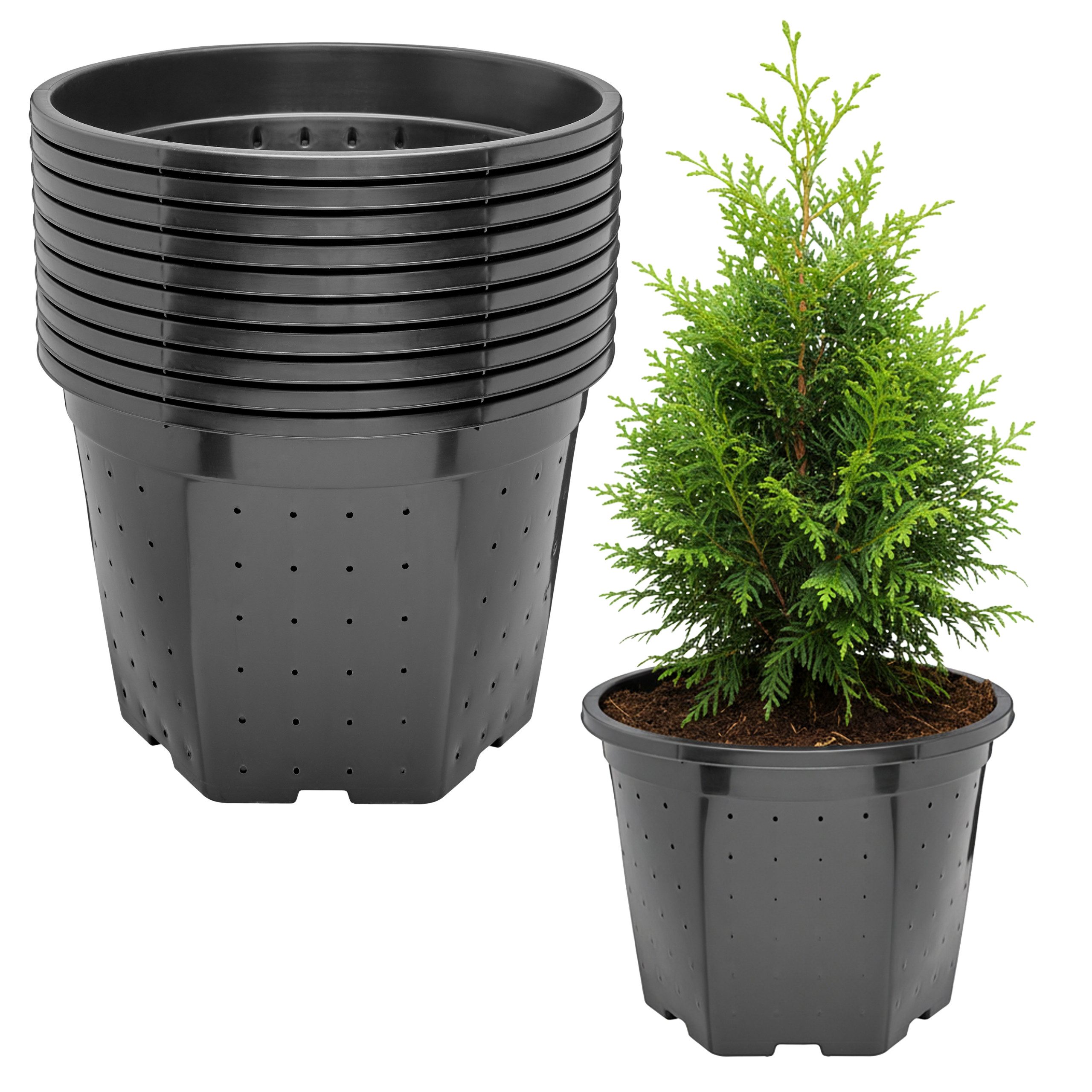 Blumentopf quadratisch Kunststoff mit Drainagelöchern für Garten GD-0205
