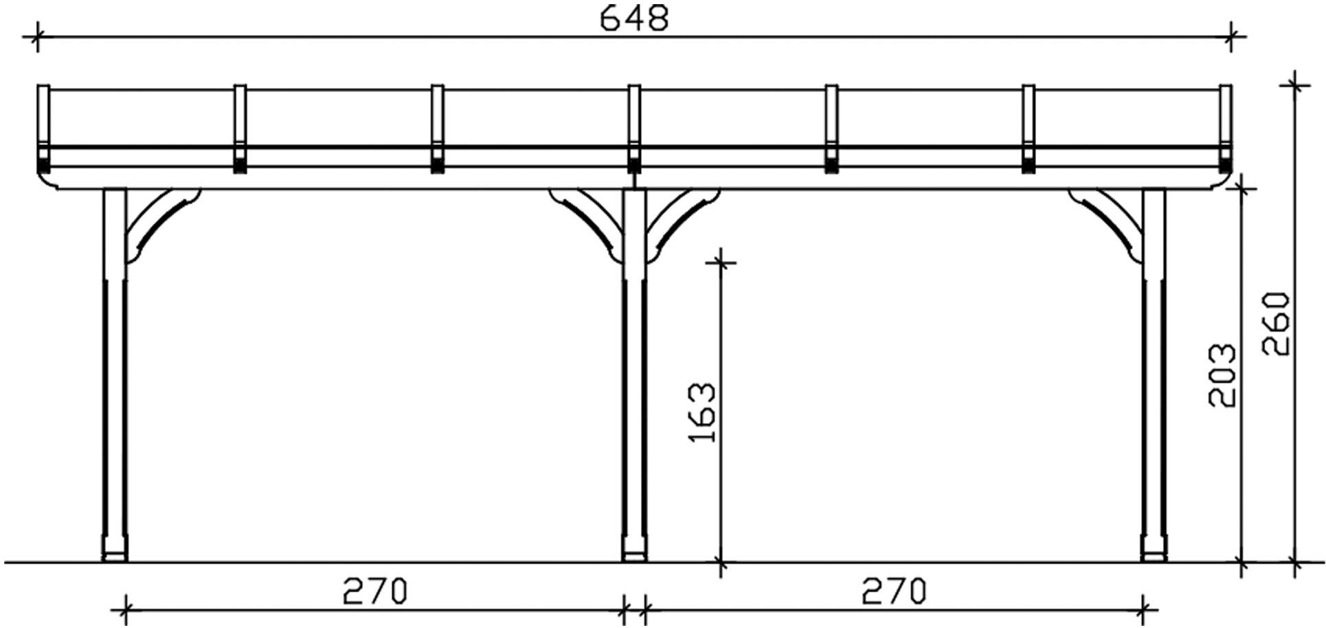 Skanholz Terrassendach Rimini, BxT: 648x250 cm, Bedachung Doppelstegplatten, Douglasie