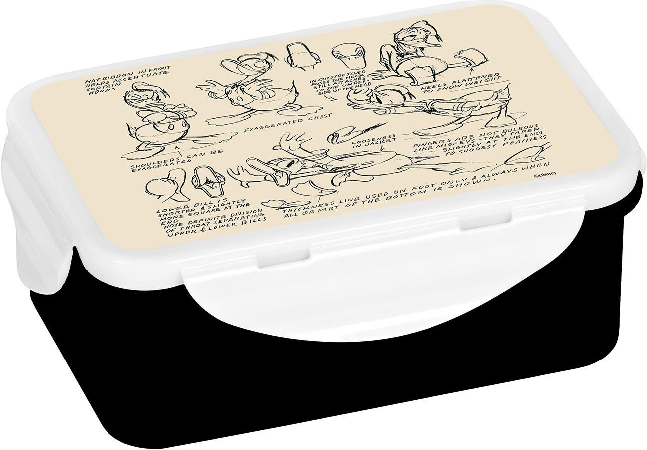 Geda Labels GmbH Lunchbox Donald Duck Vintage, PP, Schwarz, 18x13x8cm, spülmaschinengeeignet