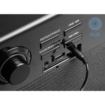 Technaxx DAB Bluetooth LP-Player Plattenspieler (Bluetooth, CD-Player, Kassettenspieler, Retro-Design, eingebauter Lautsprecher, inkl. Radio)