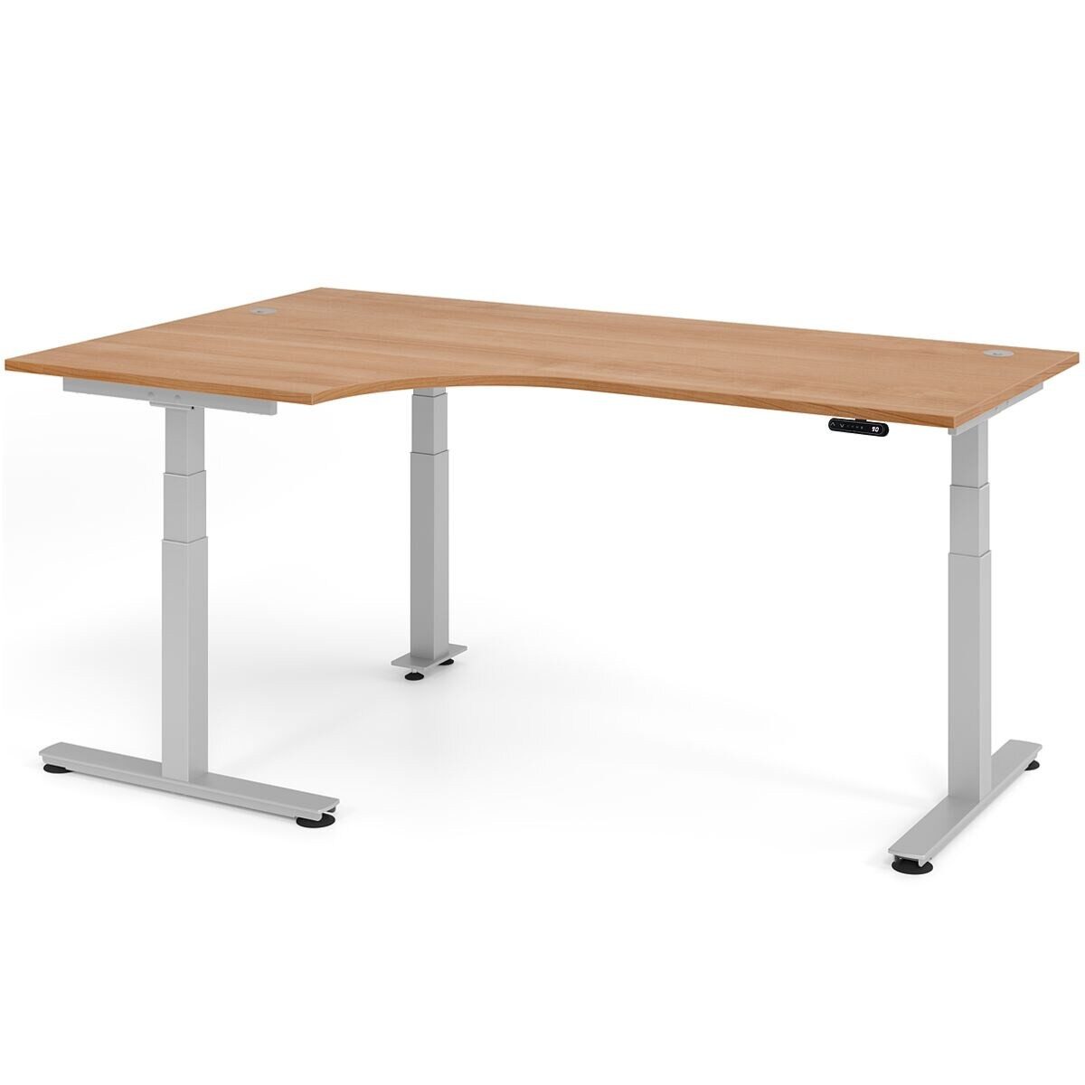 HAMMERBACHER Eckschreibtisch Ergonomic, Breite 200 cm, elektrisch / traversenlos Höhe 63,5-128,5 cm, T-Fuß