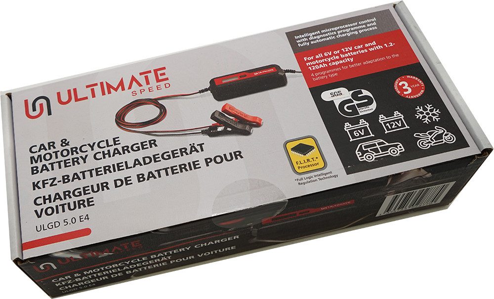 Ultimate Speed 12V / 6V ULGD 5.0 E4 mit Diagnoseprogramm / 1,2–120 Ah Motorrad Mofa Autobatterie-Ladegerät