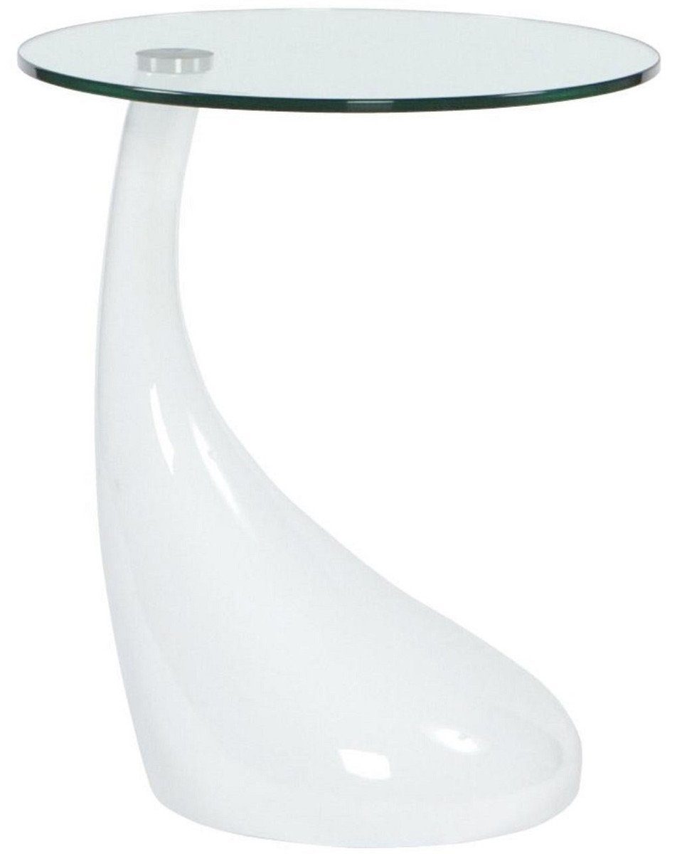 Beistelltisch x - Glasplatte mit Moderner Fiberglas Casa Designermöbel 54 Ø cm runder Weiß Padrino Beistelltisch Tisch 45 H. -