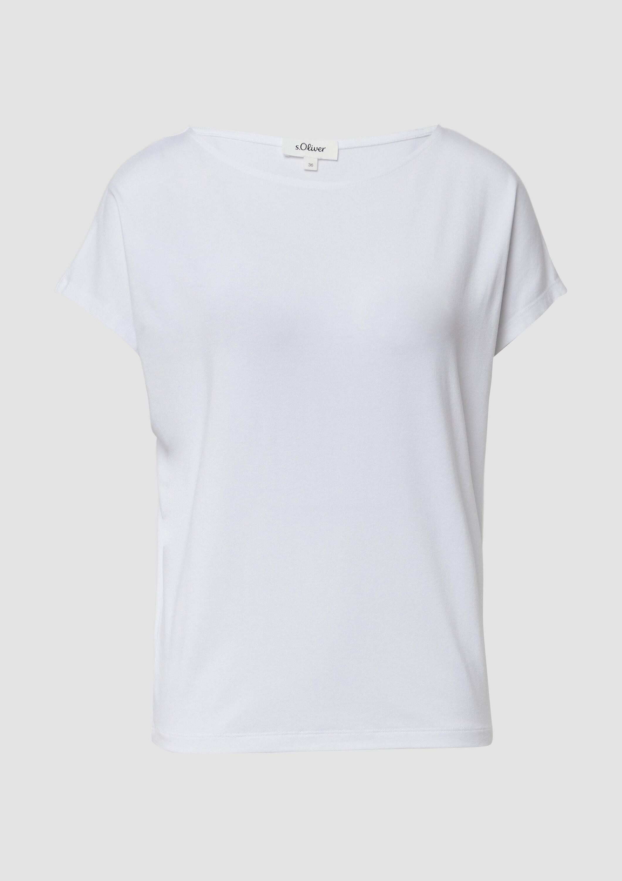 s.Oliver Kurzarmshirt T-Shirt Fließendes Jersey-Shirt mit überschnittenen Schultern