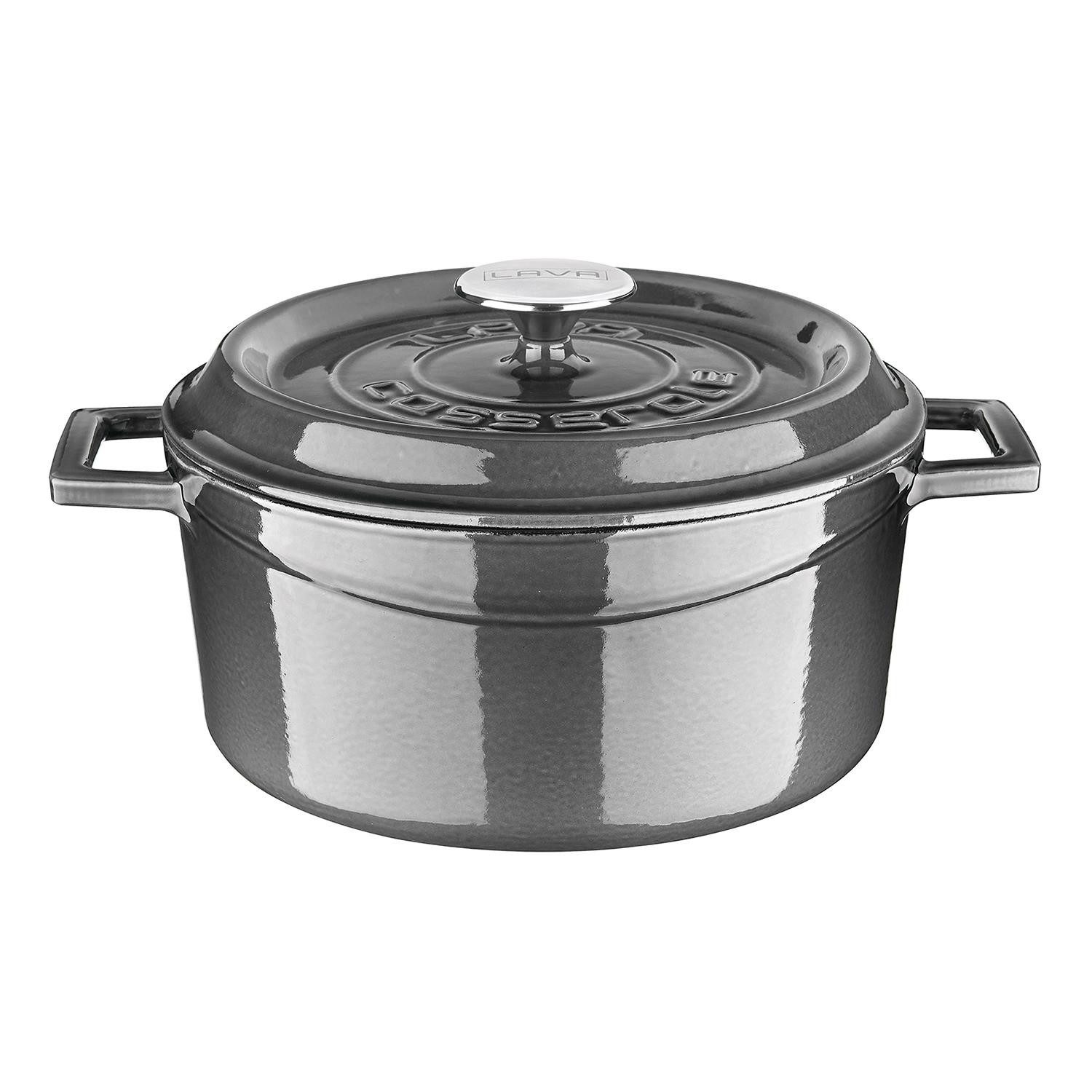 LAVA Topf-Set LAVA Gusseisentopf mit Deckel, emailliert, Ø 24 cm, 4,49 Liter, Gusseisen (2-tlg), emailliertes Gusseisen, backofengeeignet