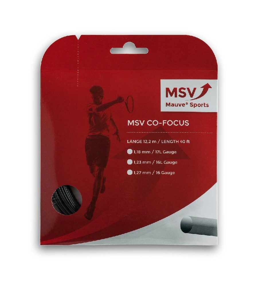 MSV Tennissaite Co Focus (Haltbarkeit+Kontrolle) schwarz 12m Set, Saitendicke: 1.27