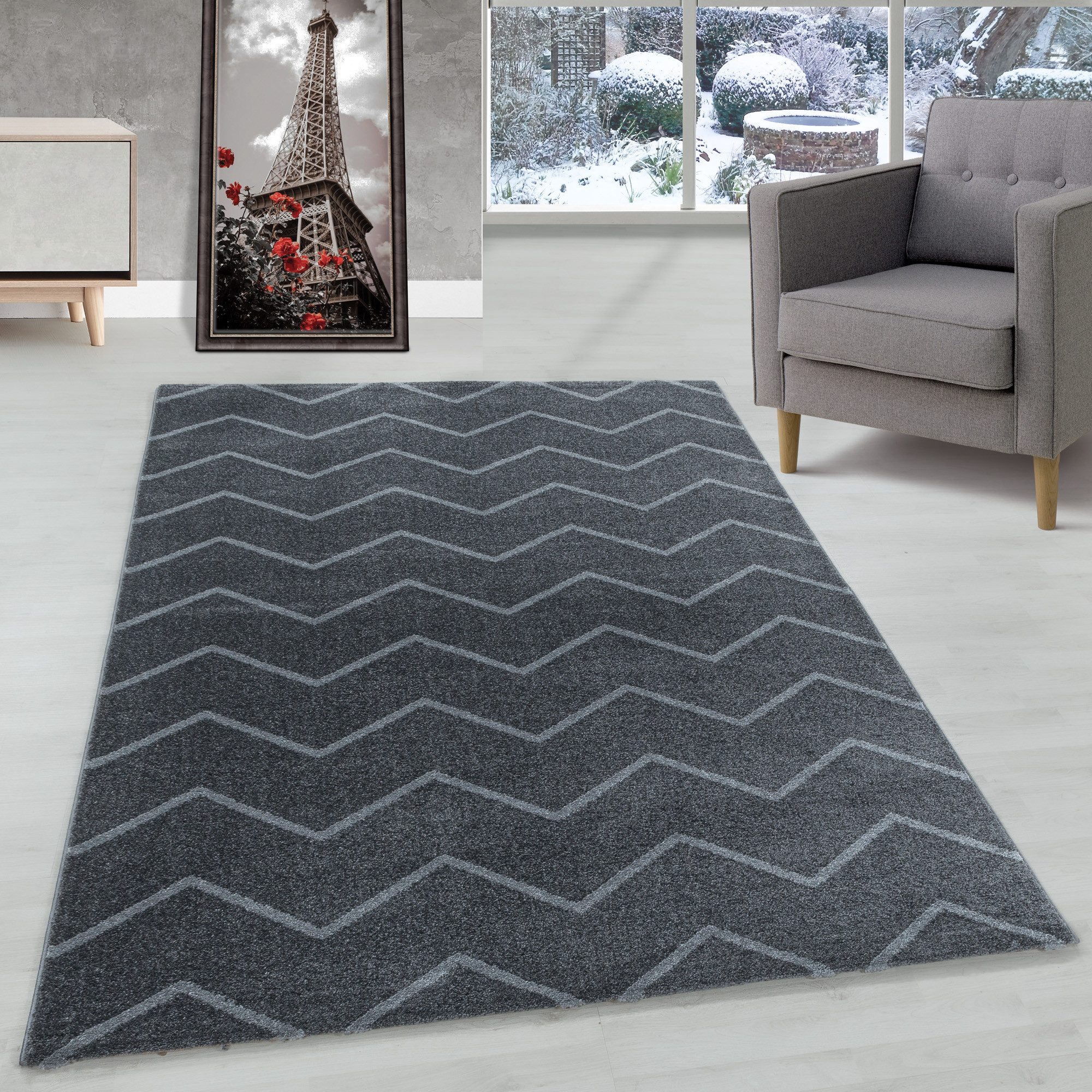 Carpettex Frisé-Teppich Chevron-Design, Läufer, Höhe: 11 mm, Modern Kurzflo günstig online kaufen