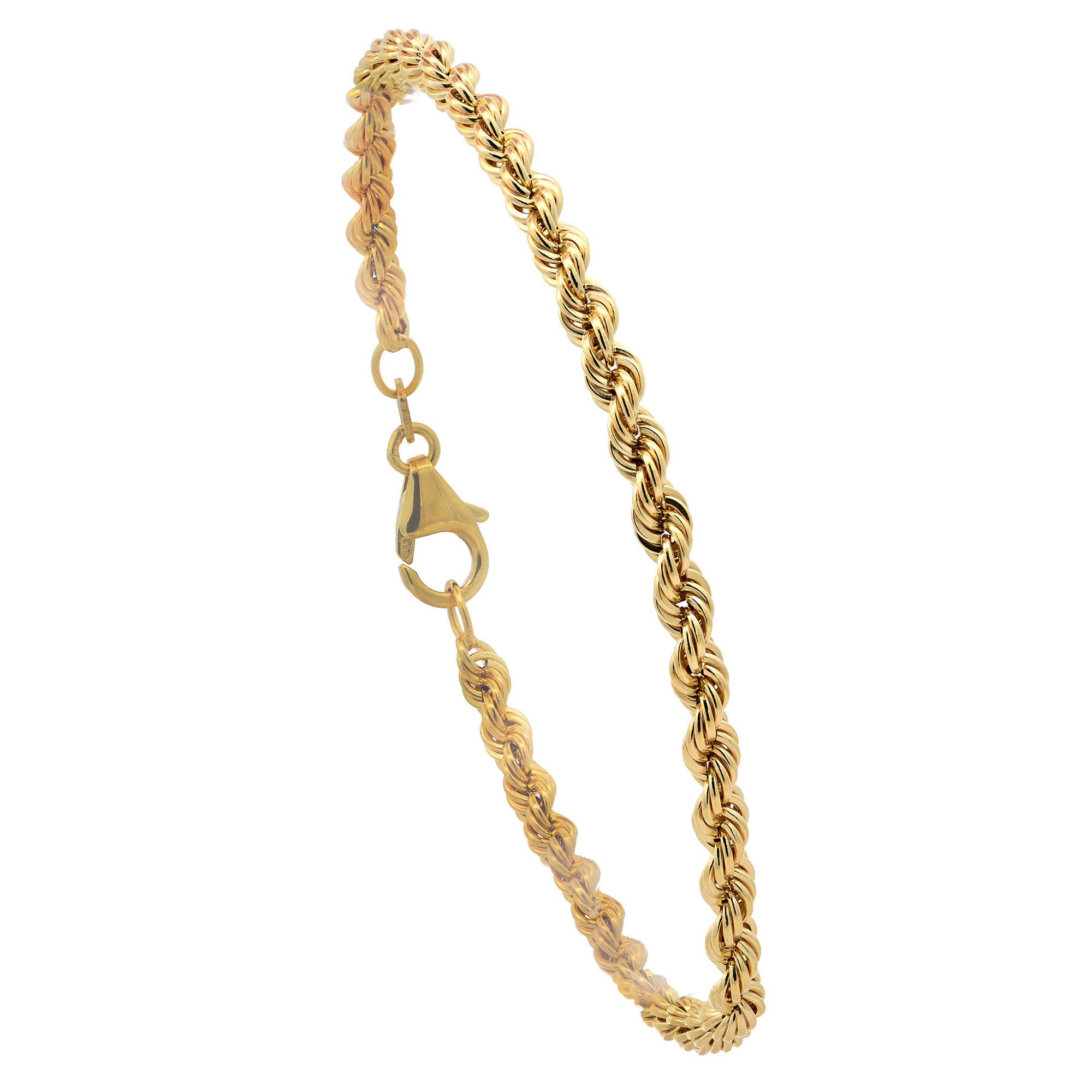 HOPLO Goldarmband Goldarmband Kordelkette hohl 3,3 mm Armkette 19 cm 585-14 günstig online kaufen