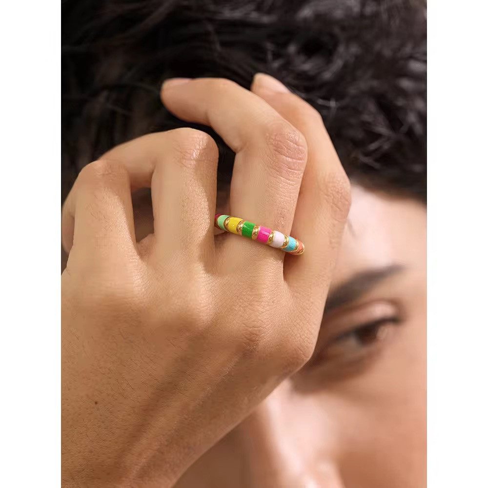 ROUGEMONT Fingerring Trend Design Damen Ring Emaille bunt onesize 7