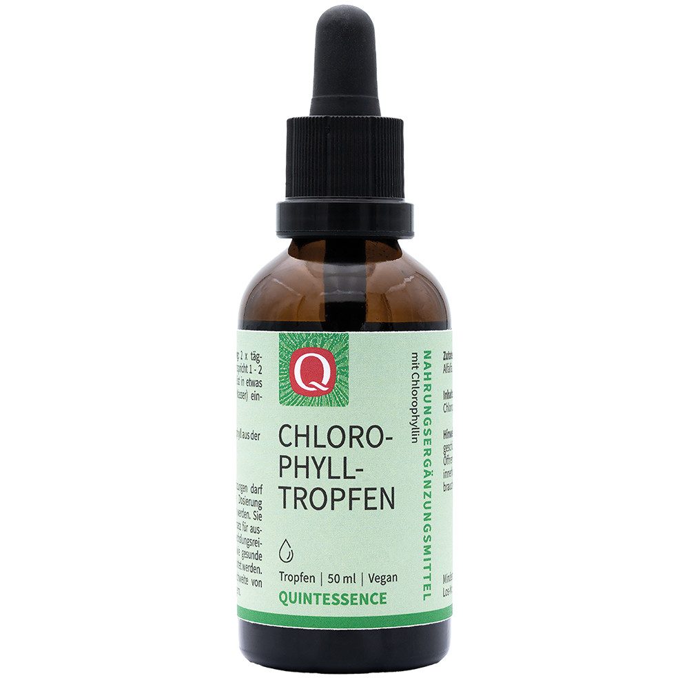 Quintessence Chlorophyll Tropfen – hochdosiertes Chlorophyllin aus Alfalfa, 50 ml Tropfen, 50 ml, Hochwertige Premiumqualität - vegan - 200 mg pro Tagesdosis