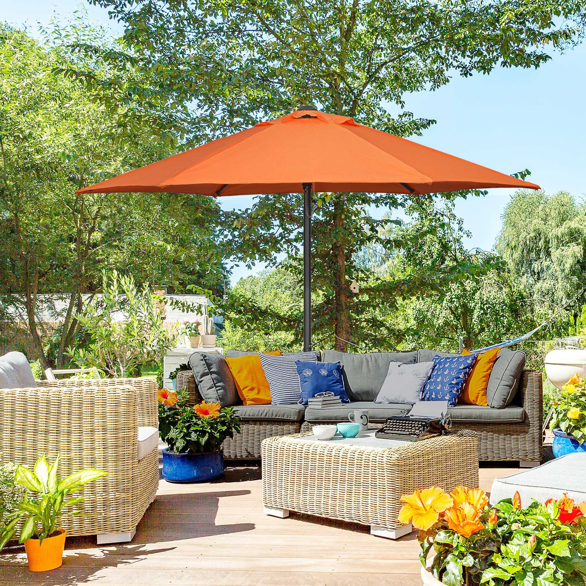 Outsunny Sonnenschirm sechseckig, windfest, stabil, LxB: 196x196 cm, Balkonschirm, Strandschirm, für Strand Balkon Terrasse Garten, Orange