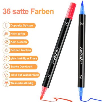 Jioson Lackmarker Acrylstifte für Steine 36 Farben Wasserfest Dual Tip Marker Stifte