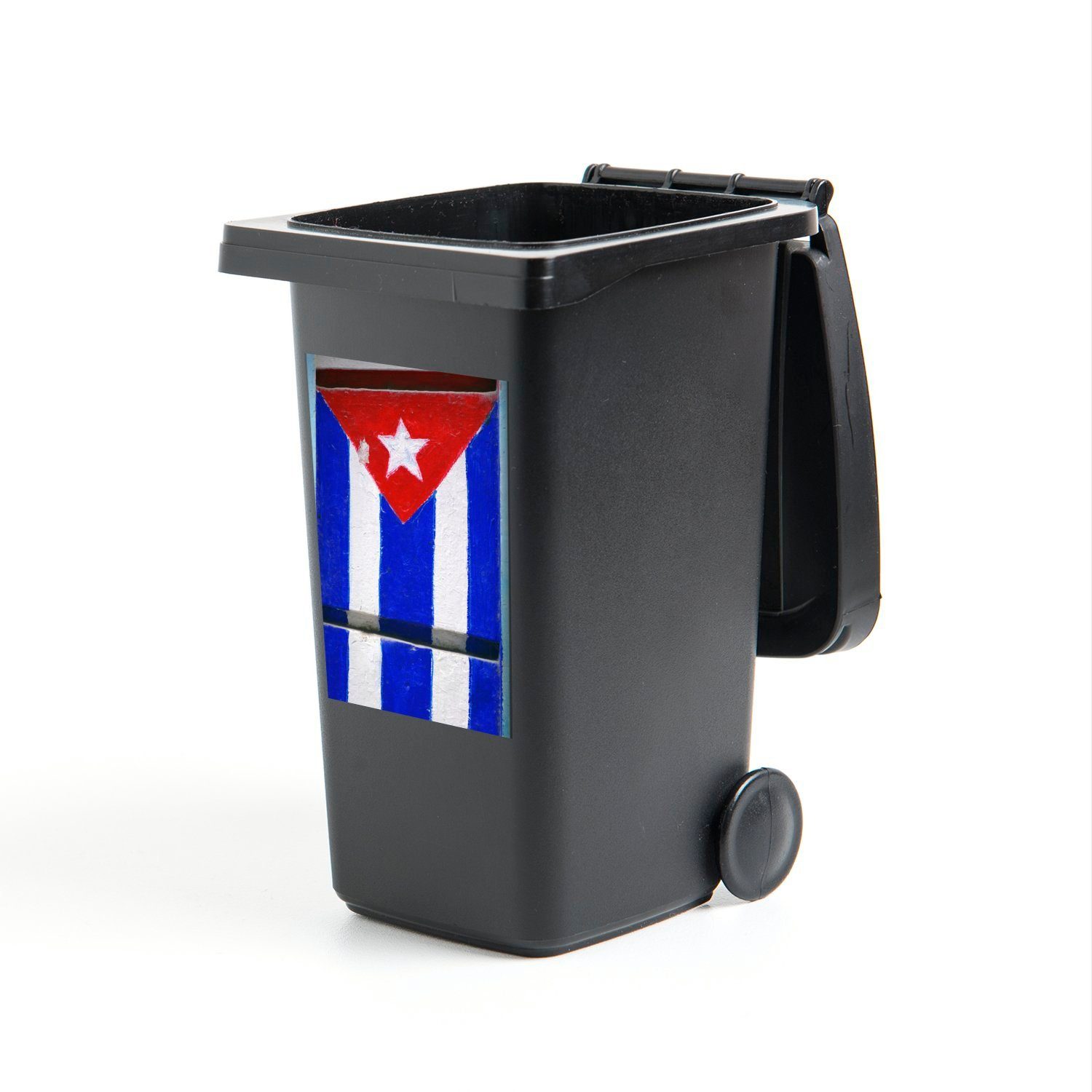 MuchoWow Wandsticker Kubanische Flagge auf St), Mülltonne, Container, einem Mülleimer-aufkleber, Abfalbehälter gemalt (1 Sticker, Stein