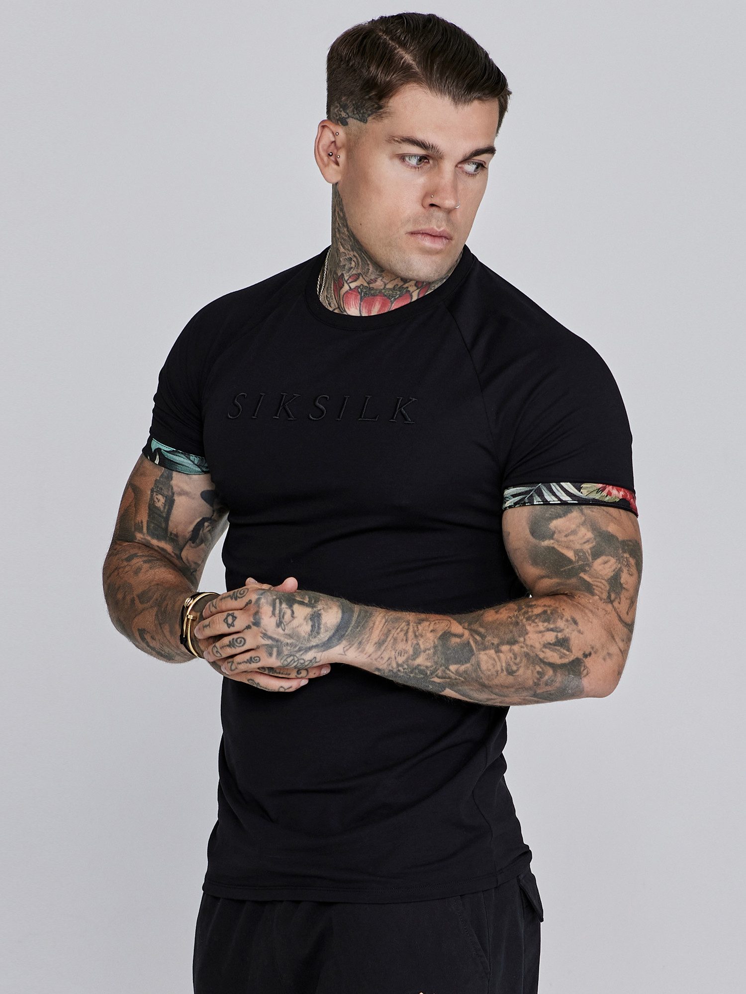 Siksilk T-Shirt SikSilk Herren Schwarzes Roll günstig online kaufen
