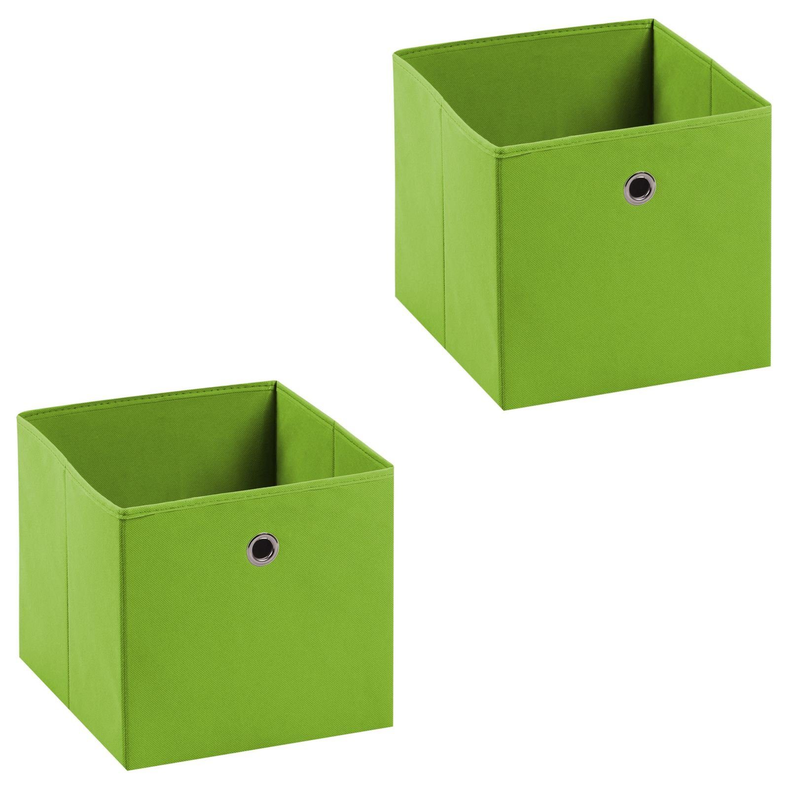 IDIMEX Aufbewahrungsbox ELA (Set), Aufbewahrungsboxen im 2er Set, Regalboxen mit Griff 27x27cm grün