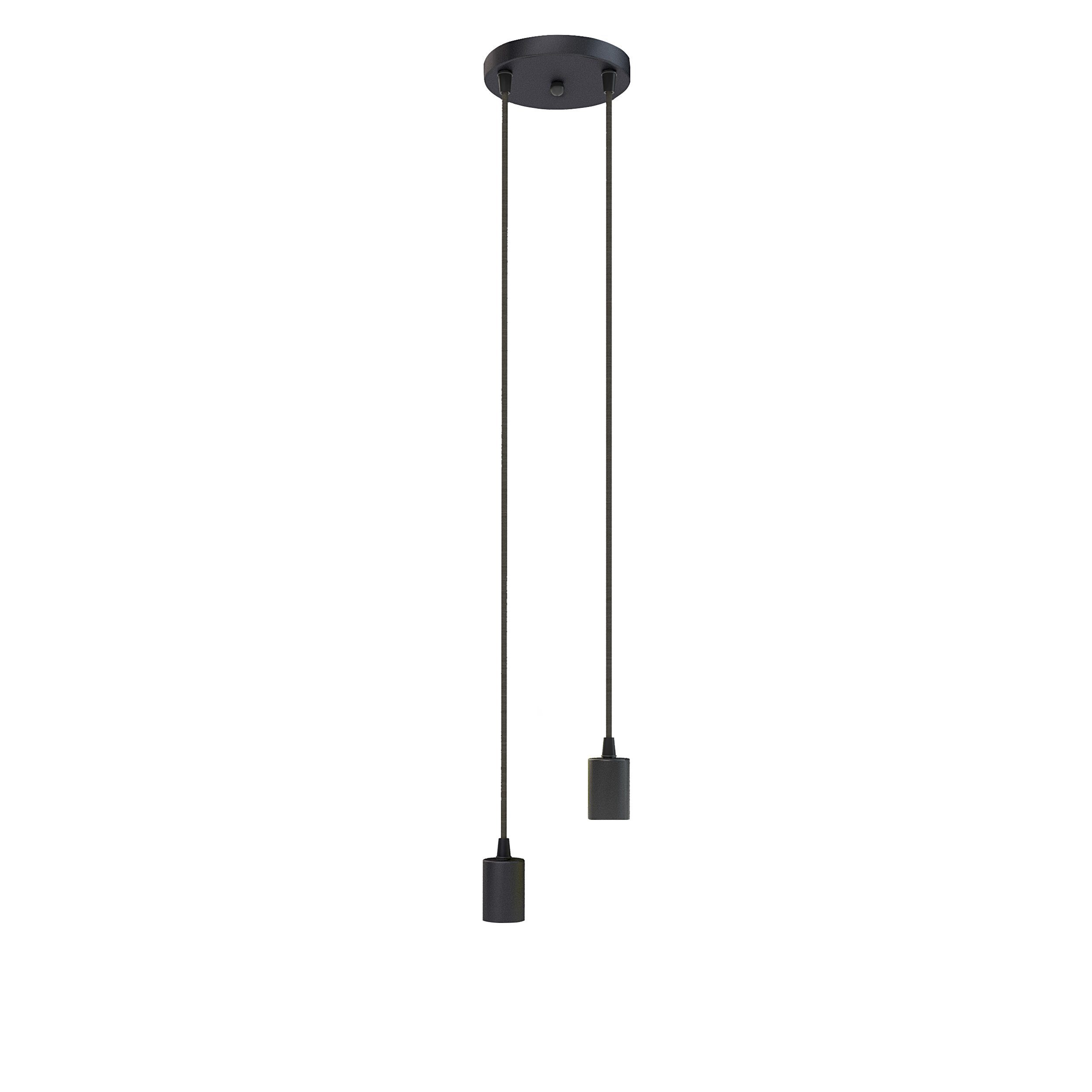 SSC-LUXon LED-Hängeleuchte PARU Pendelleuchte Fassung 2-flammig Textilkabel schwarz E27