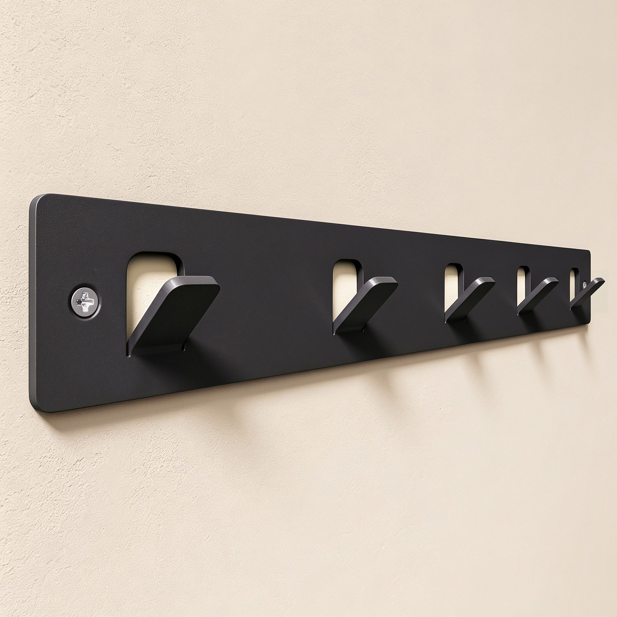 doporro Garderobenleiste Wandgarderobe Hakenleiste mit 5 Haken aus Kohlenstoffstahl Stalo-14, Mit 5 Haken