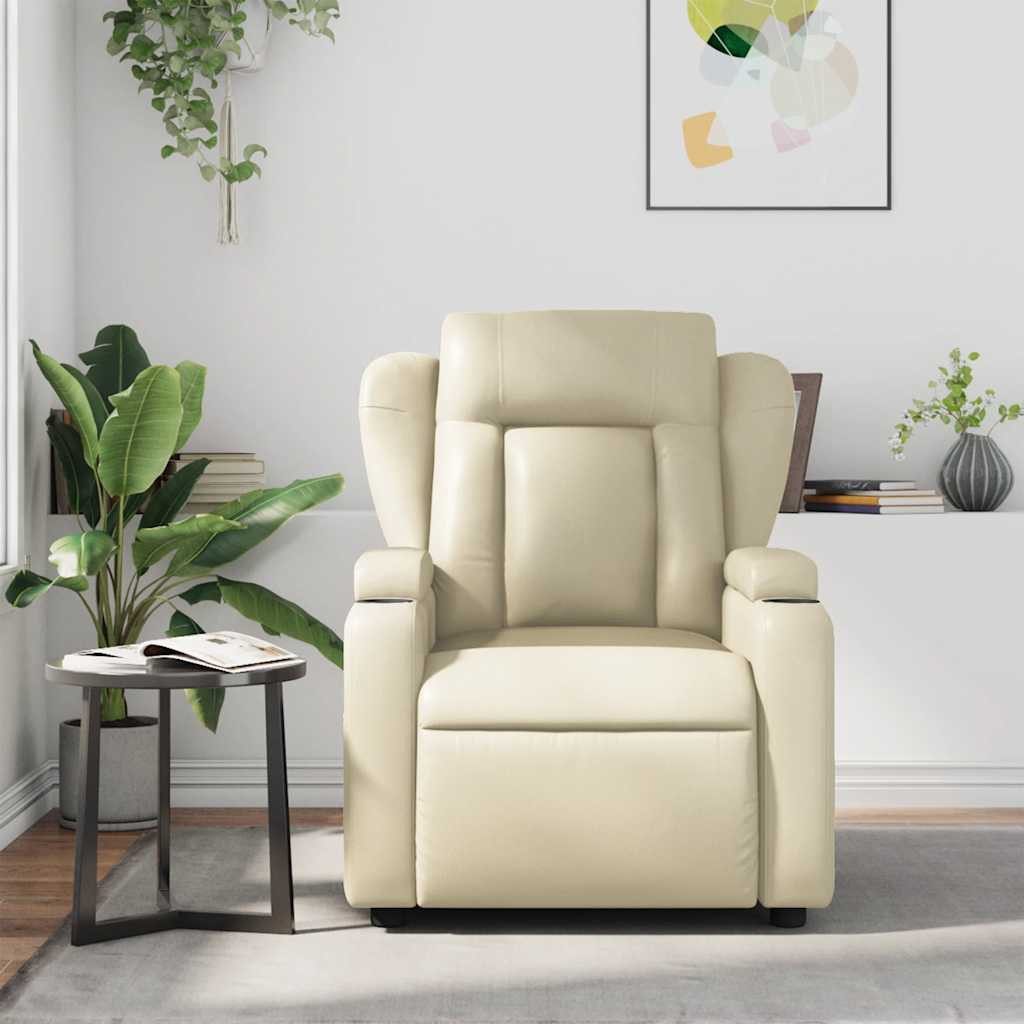 vidaXL Sessel Massagesessel Creme Kunstleder (1-St)