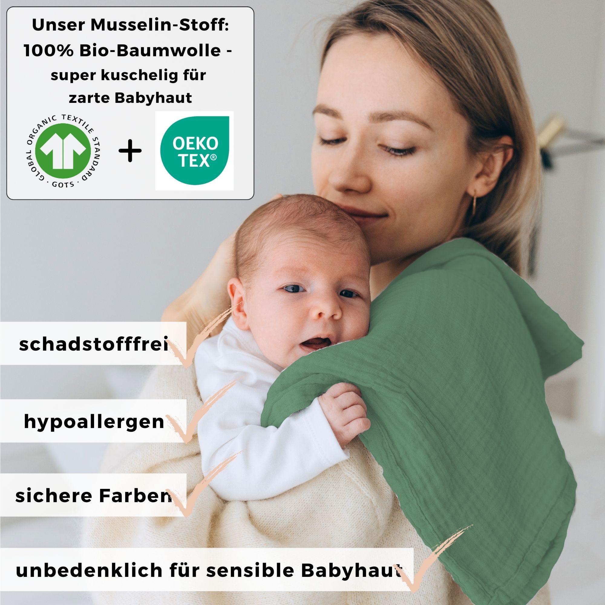 furora BABY Spucktuch Baby Mulltücher Sets (Bio-Musselin: super soft) 80x80cm oder 25x25cm, Sehr weich
