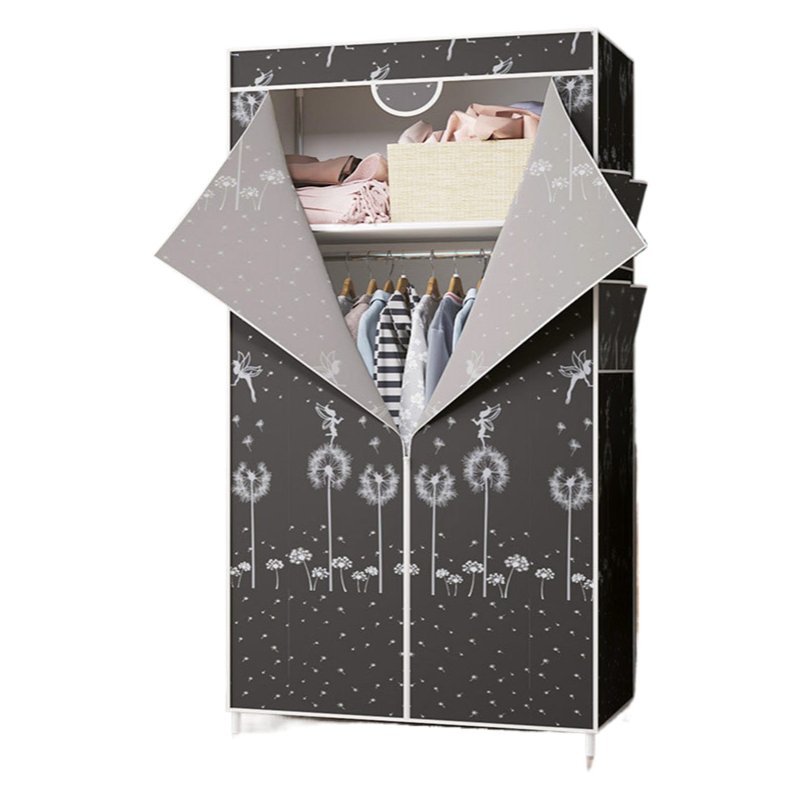 Jumpeak Stoffschrank stoff kleiderschrank,mit Überzug aus Vliesstoff,Kleiderstange Länge70*Breite45*Höhe160cm,Mehrere Farben,Oberer und unterer Stauraum