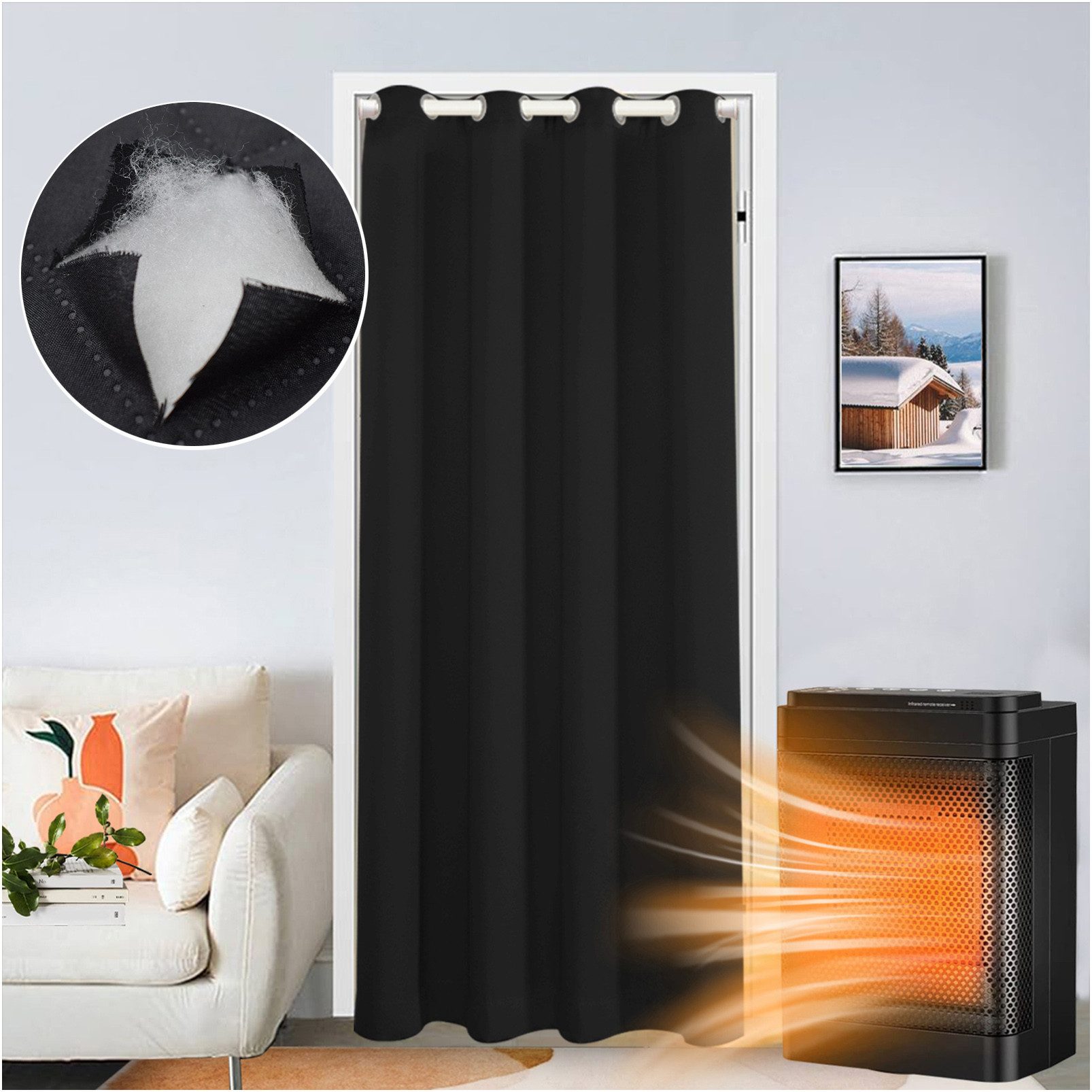 Jibenhome Türvorhang Thermovorhang Kälteschutz Türvorhang mit Ösen, Wärmeis günstig online kaufen