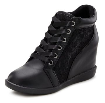 LASCANA Stiefelette, Sneaker Freizeitschuh, Halbschuh mit innenliegendem Keilabsatz, Spitzendetails