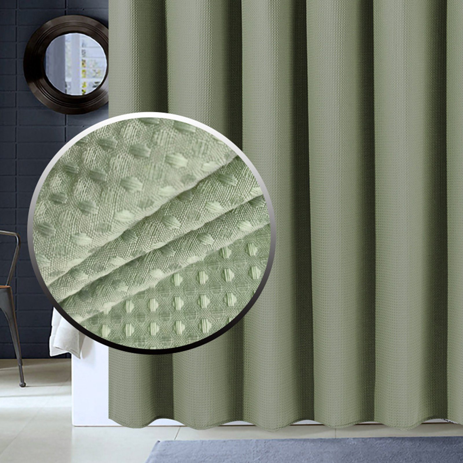 OKWISH Duschvorhang Badezimmer Vorhang Badewannenvorhang Dusche Breite 180 cm (180x180 cm Wasserabweisend Anti-schimmel Waschbar 12 Duschvorhangringe, Vorhänge aus Stoff), für Badezimmer Haus Hotel Wohnung Wohnmobil Wohnheim