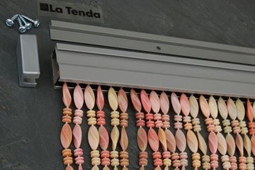 Türvorhang La Tenda GENOA 3 XL Perlenvorhang bunt, La Tenda, Hakenaufhängung, halbtransparent, 120 x 230 cm, Perlen - Länge und Breite individuell kürzbar