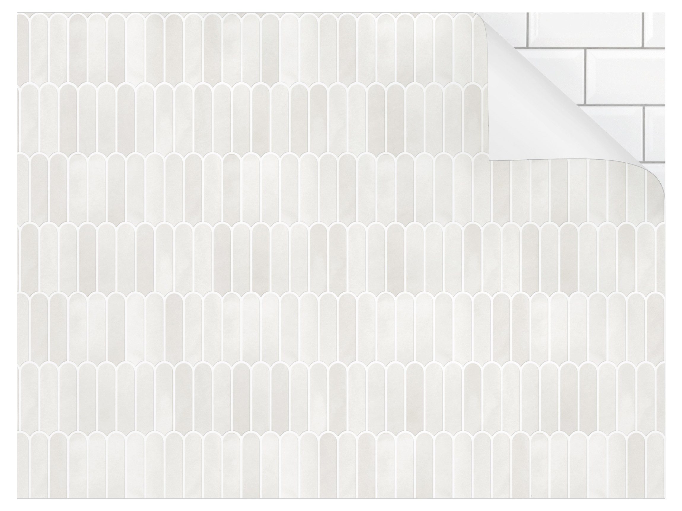 Bilderdepot24 Badrückwand weiss fugenlose Wandverkleidung Bad Illustration, (Hartfolie matt » Selbstklebend SMART 0,35 mm), wasserfestes Wandpaneel Fischschuppen Fliesen Weiß