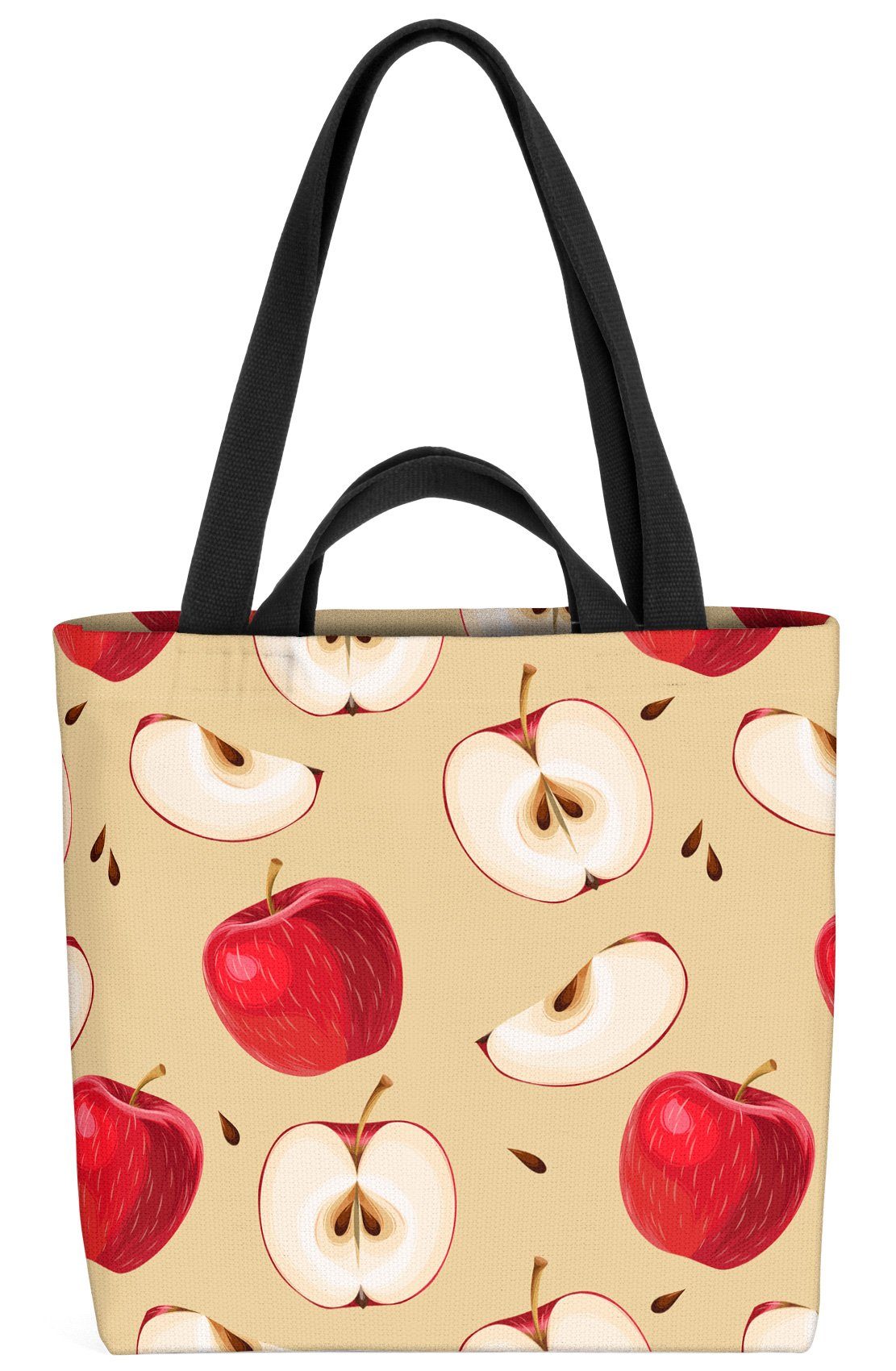 VOID Henkeltasche (1-tlg), Rote Äpfel Schneewittchen Zwerge Mädchen Obst Früchte Essen Vitamine