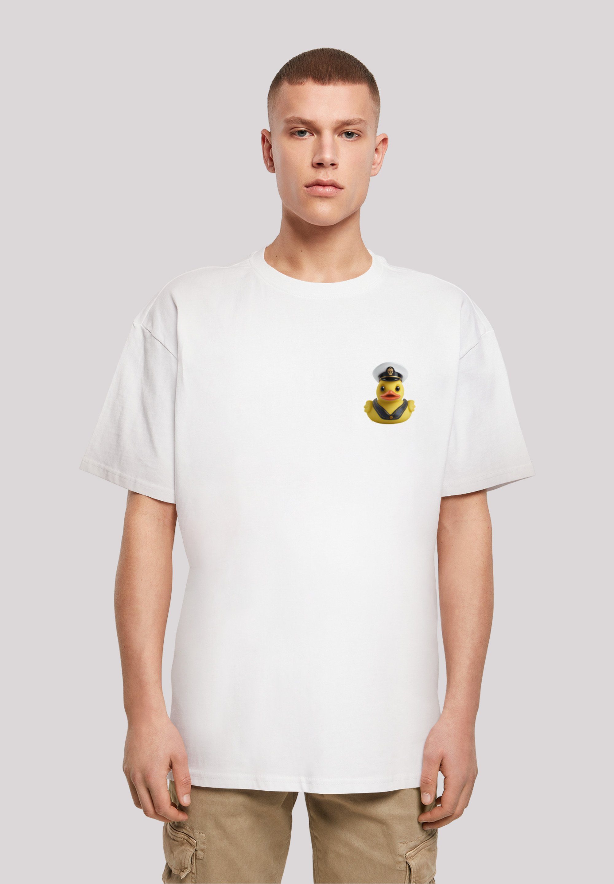 T-Shirt TEE F4NT4STIC OVERSIZE Print Captain Rubber Duck weiß