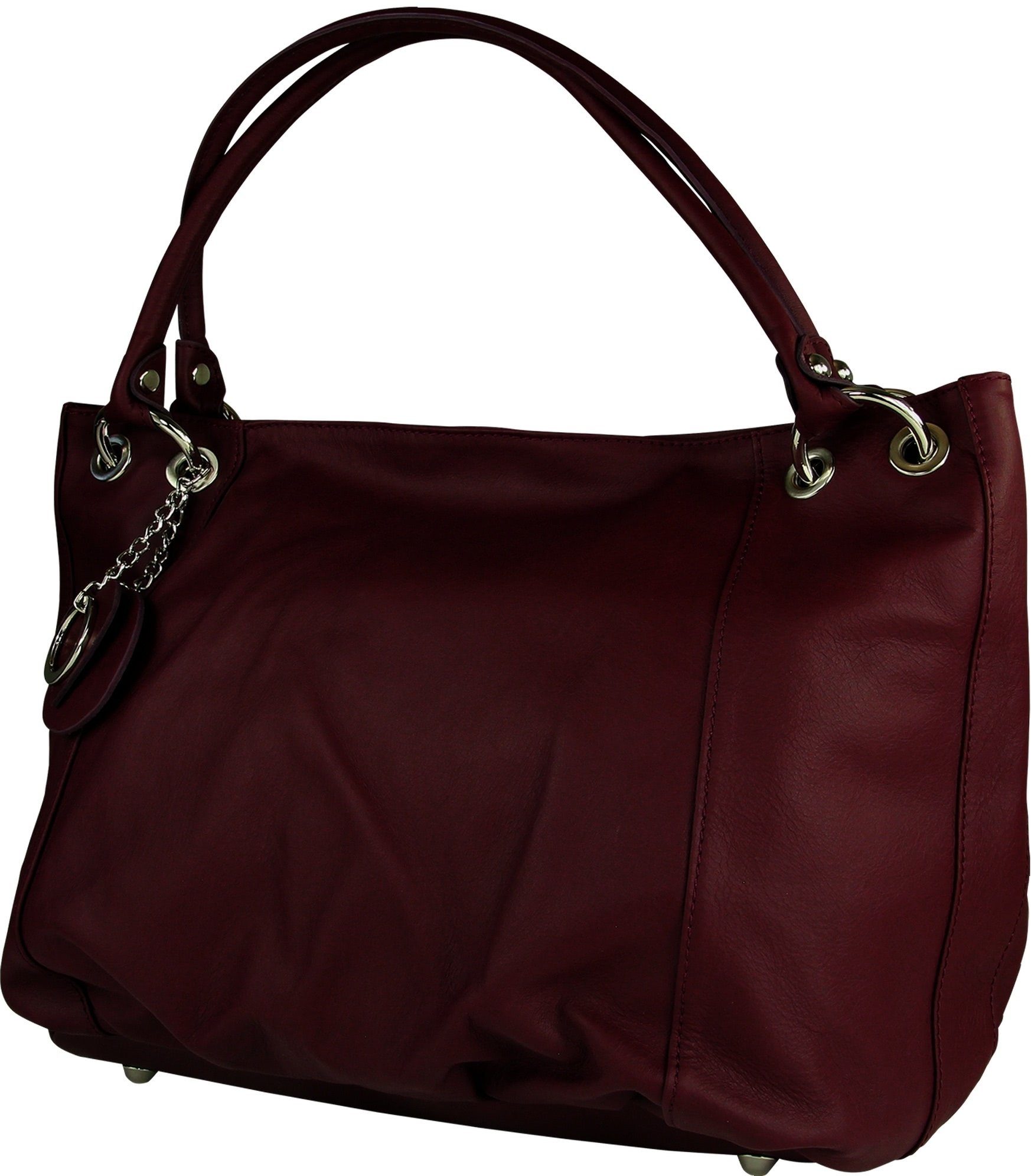 Toscanto Schultertasche Toscanto Damen Schultertasche (Schultertasche), Damen Schultertasche, Henkeltasche Leder, bordeaux rot, Größe ca. 42cm