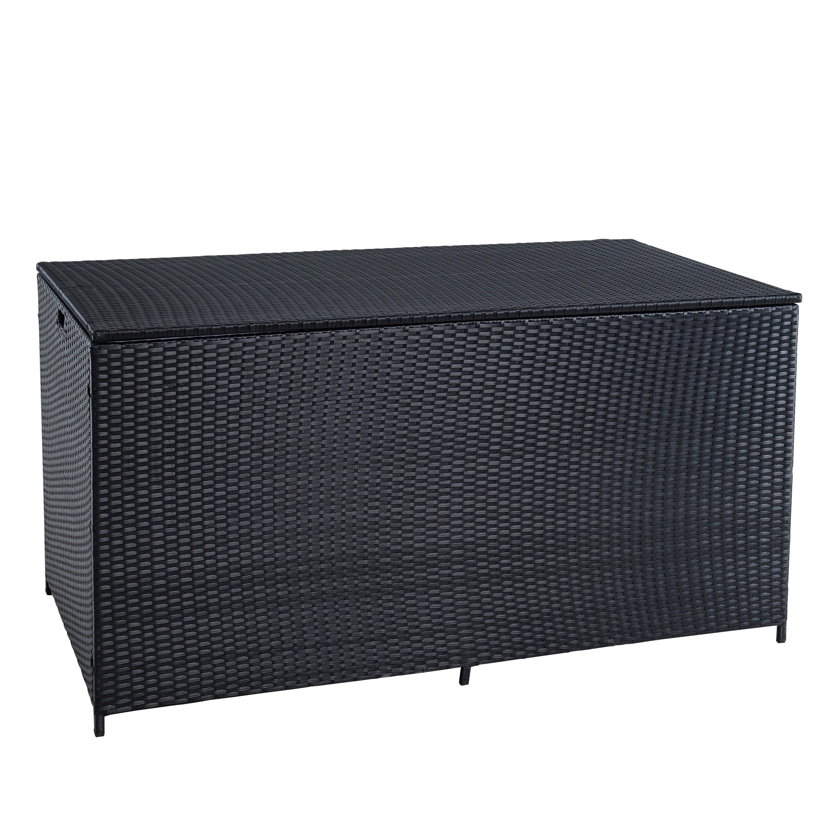 ESTEXO Auflagenbox Poly Rattan 870 Liter XXL Kissenbox Box Aufbewahrungsbox Schwarz