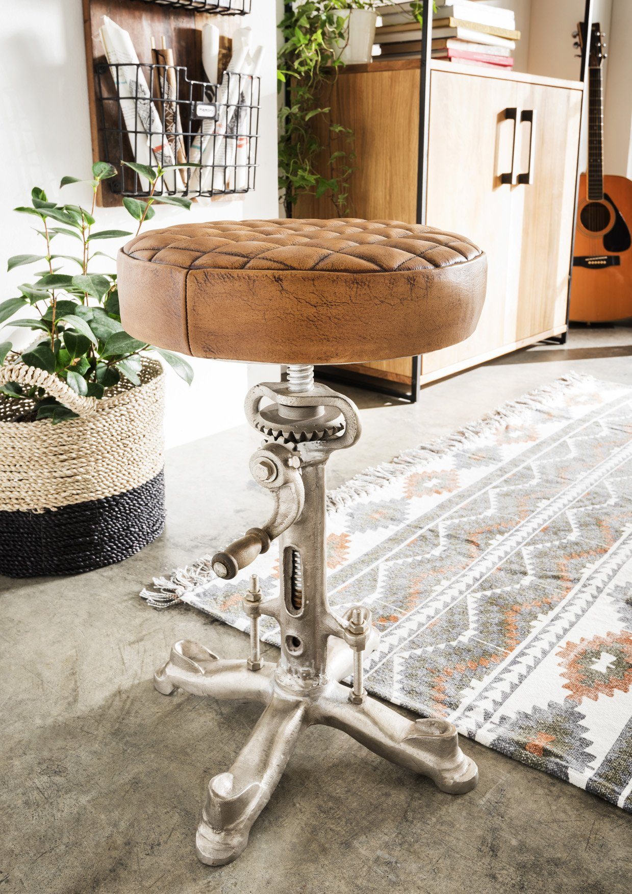 More2Home Sitzhocker Sitzhocker BEN vintage-industrial, drehbar und höhenverstellbar