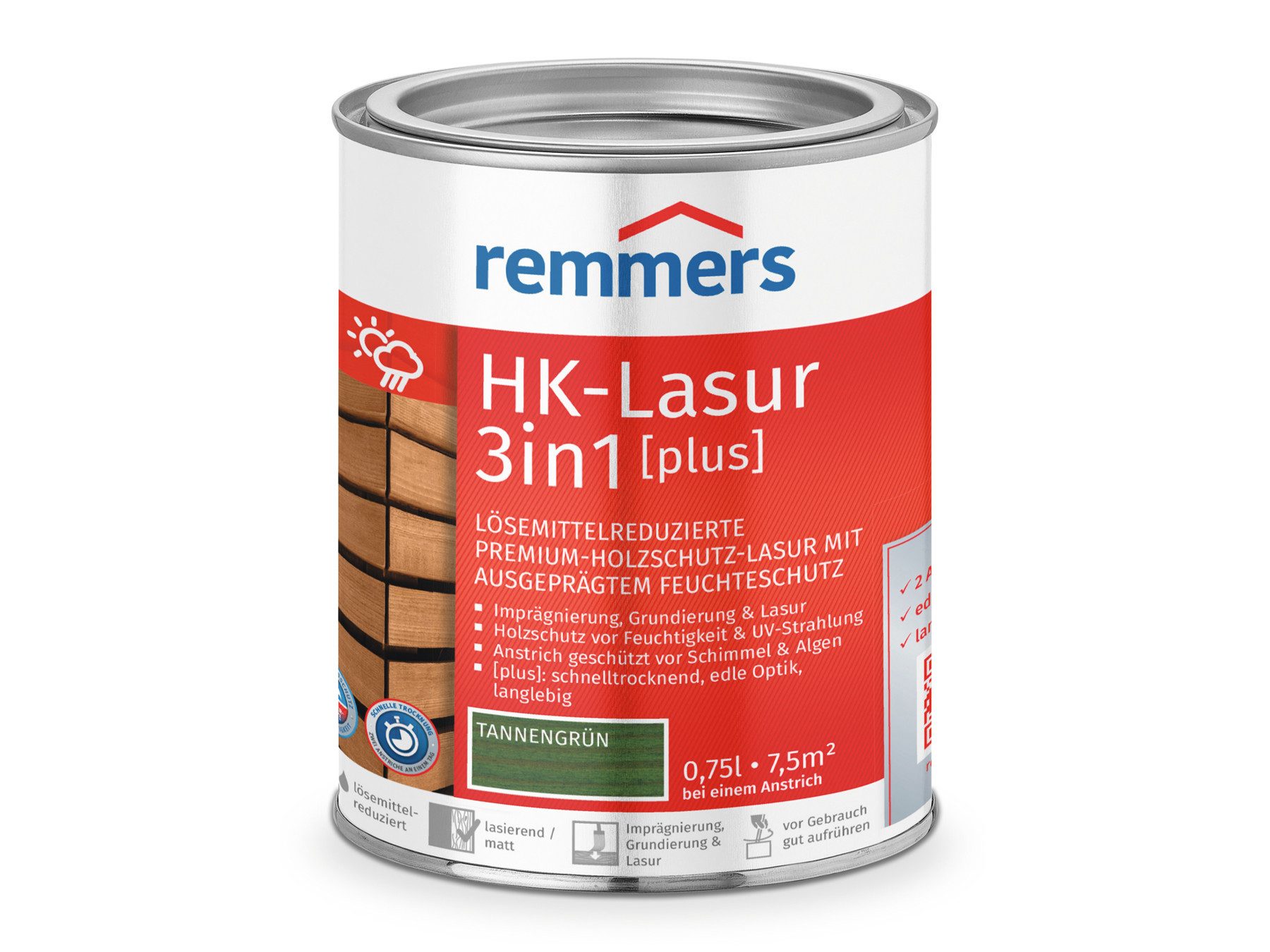 Holzschutzlasur HK-Lasur 3in1 [plus] ebenholz matt 0,75 Liter