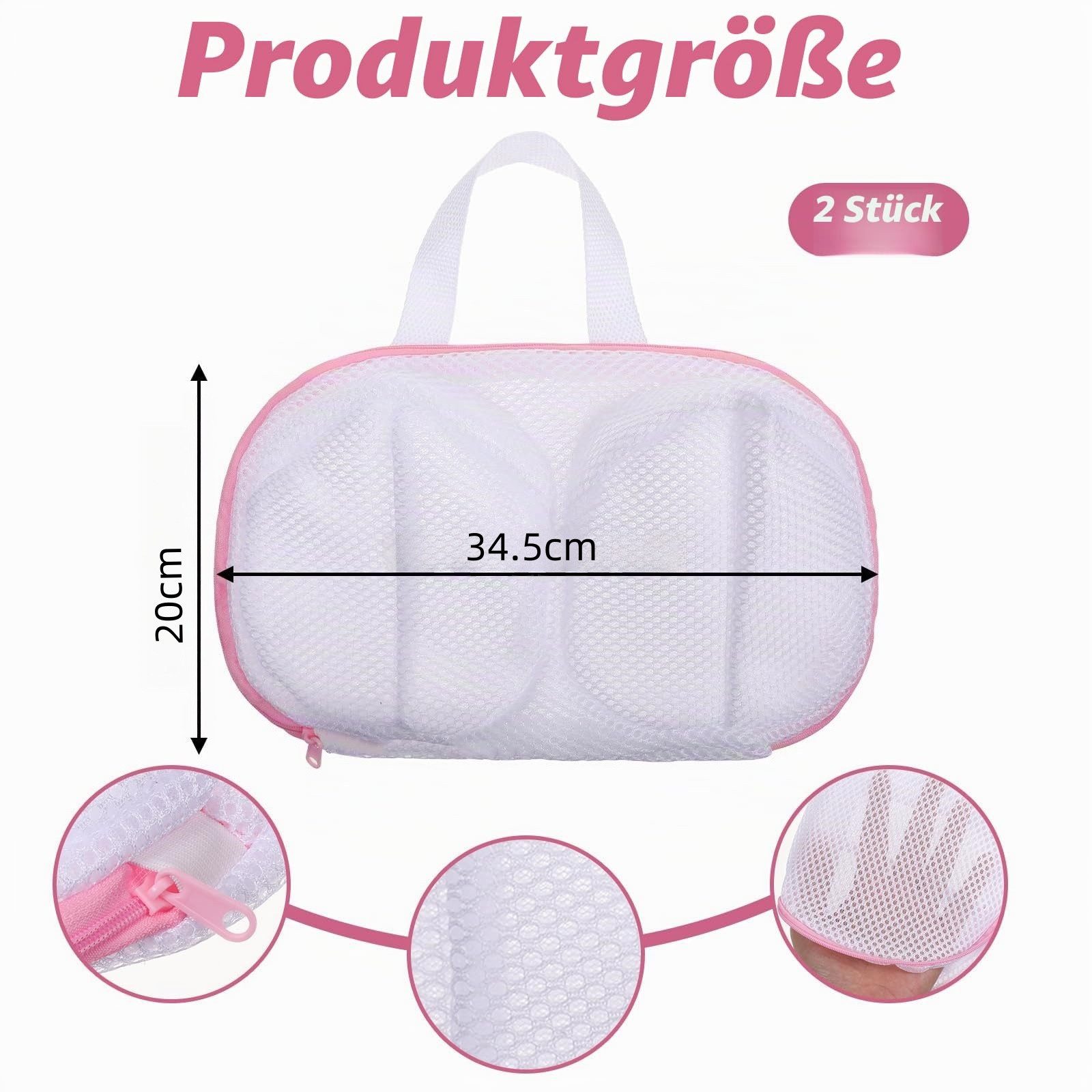 FOUORTUNATE-BEE Wäschenetz 2er Set BH-Wäschenetze, 3D-BH-Wäschesack mit Reißverschluss, Wäschesack für BHs und Dessous, 34,5x20 cm, für Waschmaschine – Bild 4 von 5