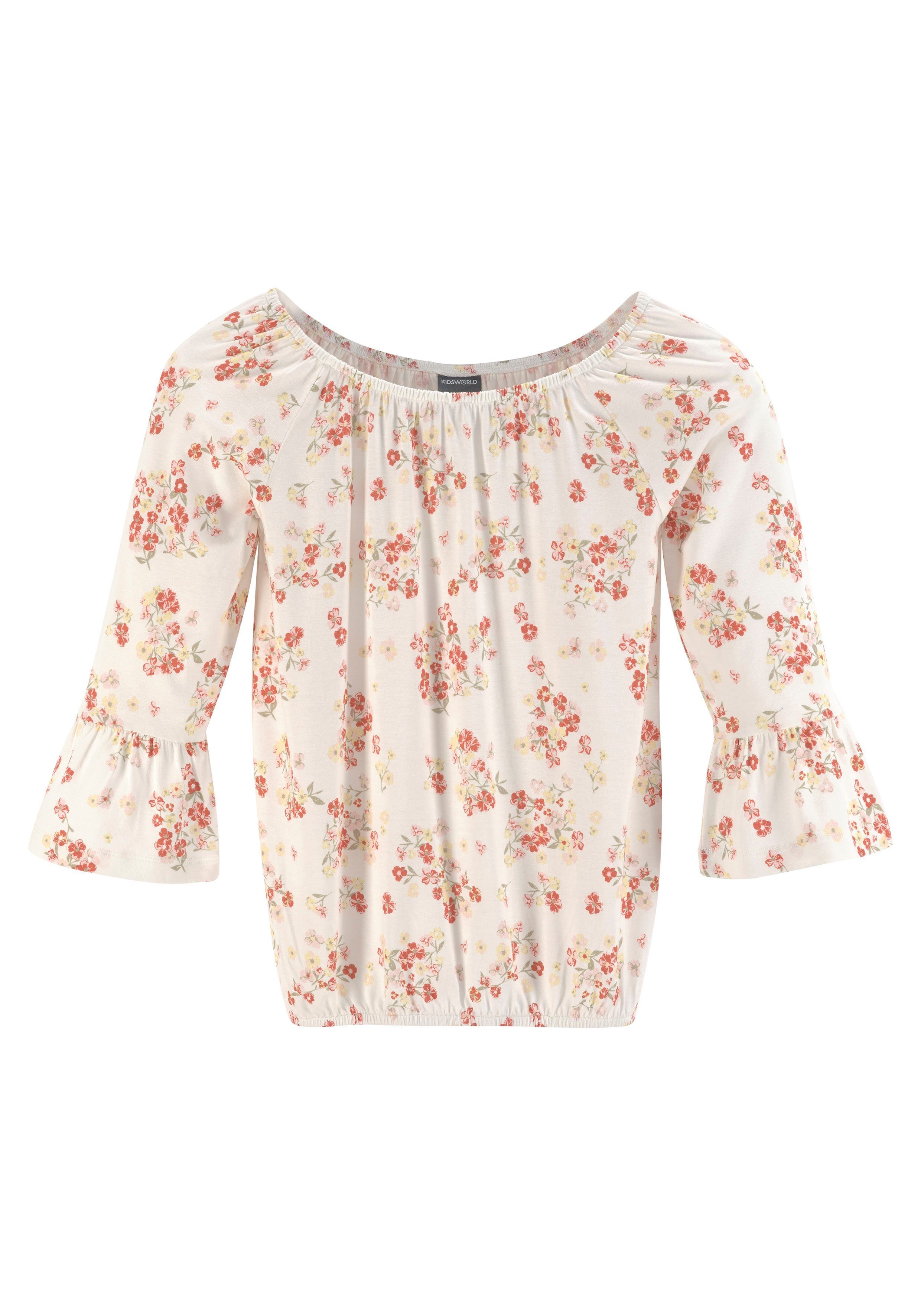 mit Ausschnitt elastischen Carmenshirt KIDSWORLD großem